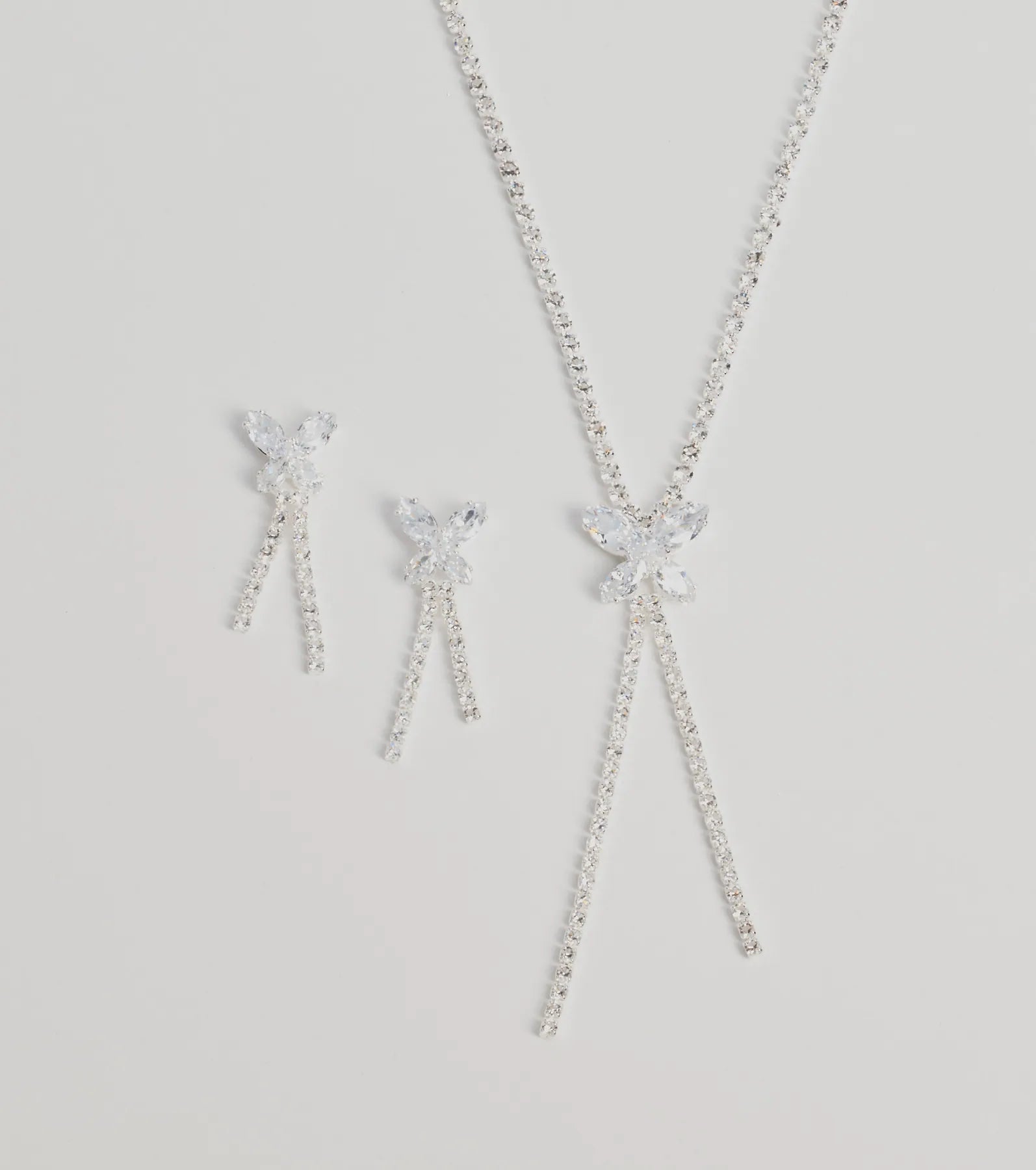 Luxe Butterfly Rhinestone Necklace And Earrings Set