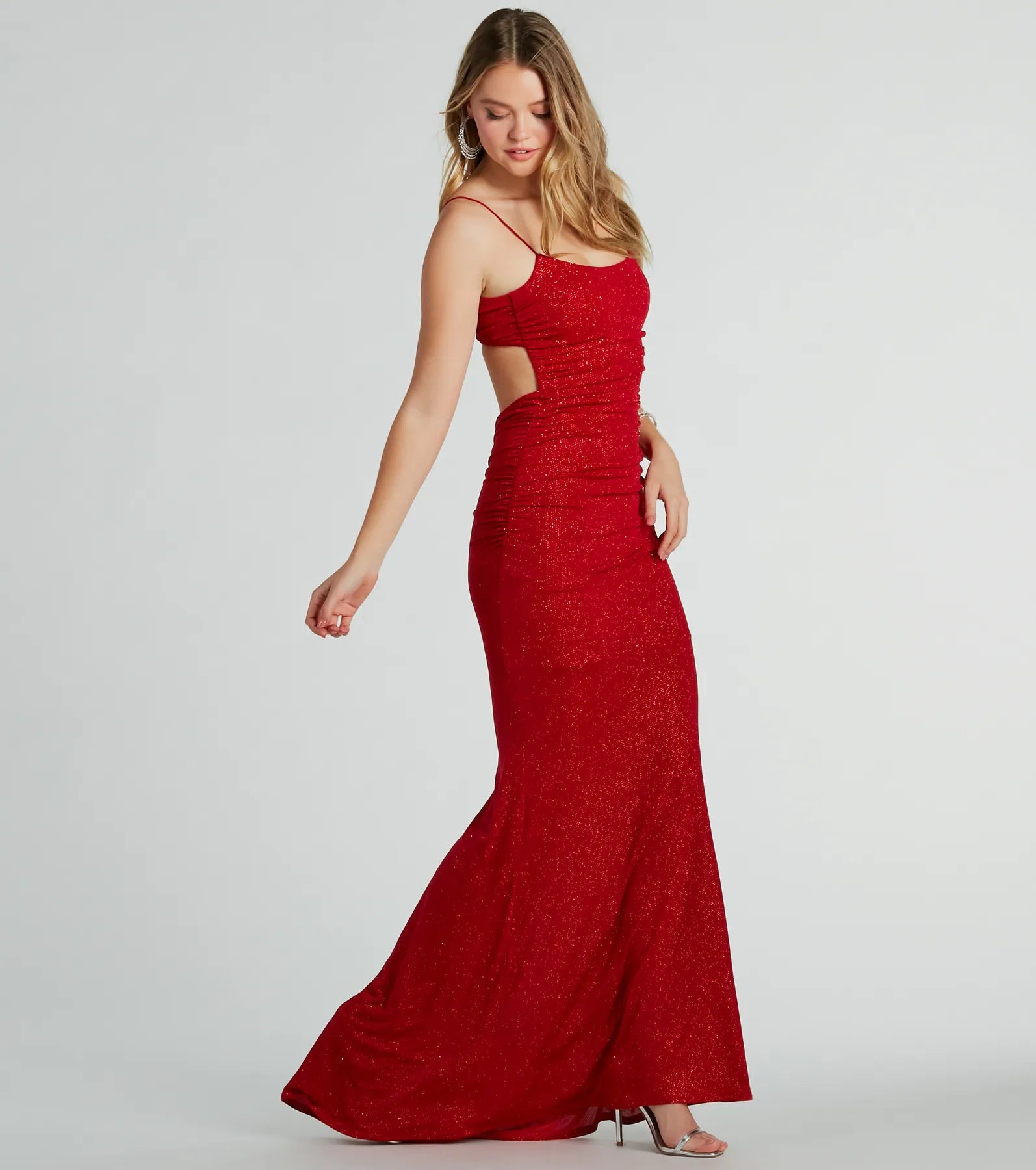 Britnee Formal Glitter Open Back Long Dress