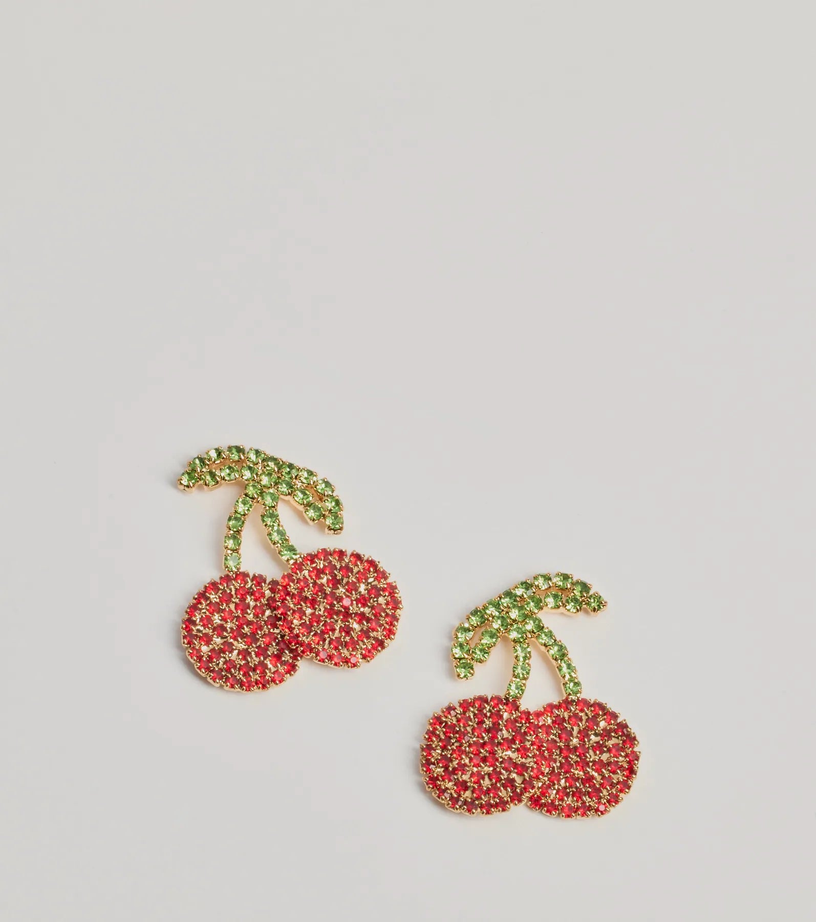 Sweet Glitz Rhinestone Cherry Stud Earrings