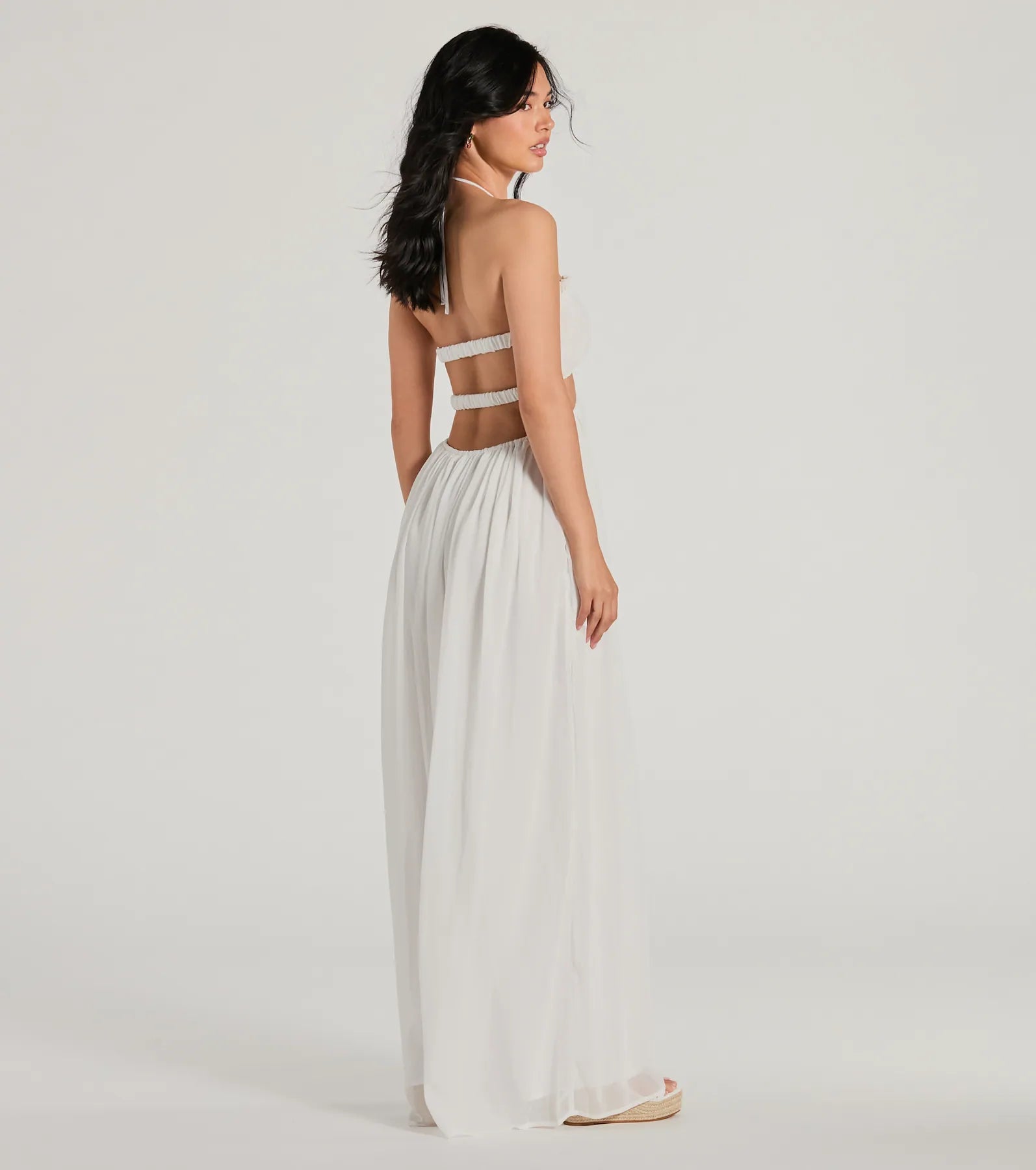 Ready To Charm Halter Cutout Wide-Leg Jumpsuit