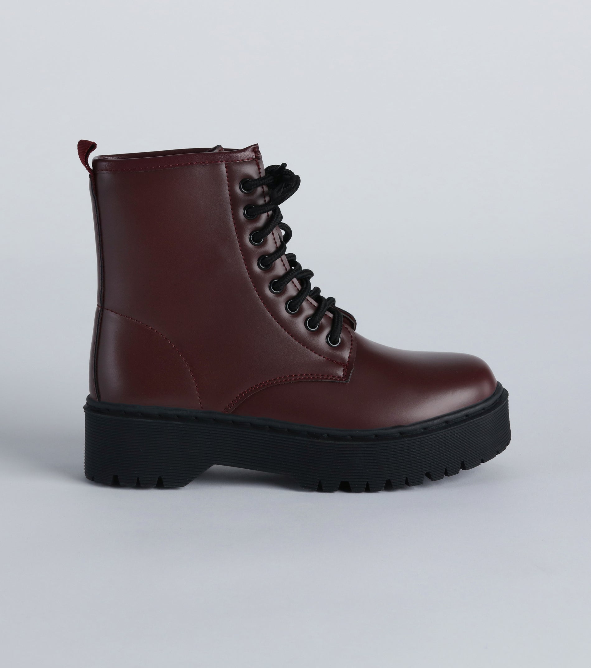 Cute March Faux Leather Lug Combat Booties