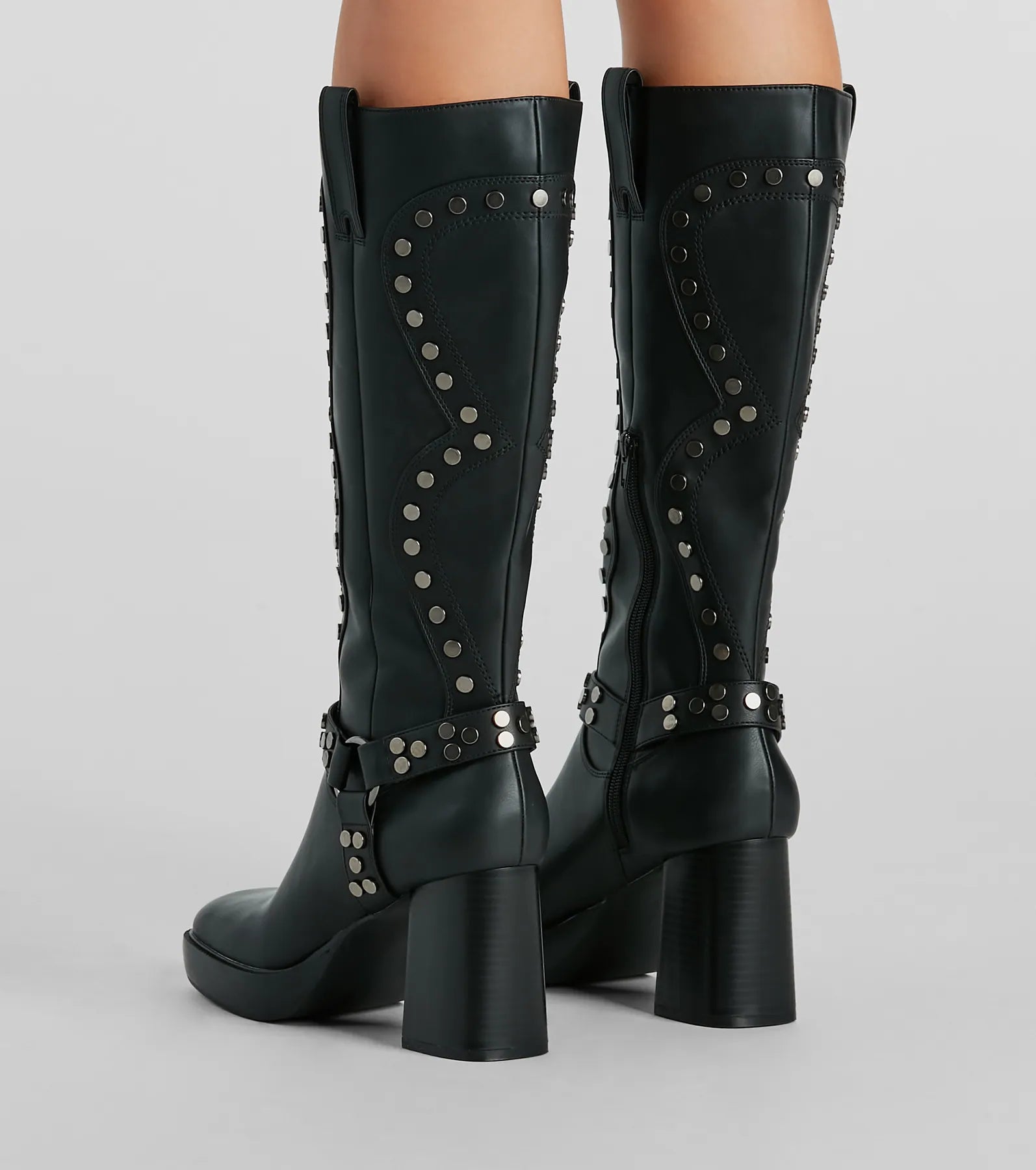 Edgy Attitude Faux Leather Under-The-Knee Boots