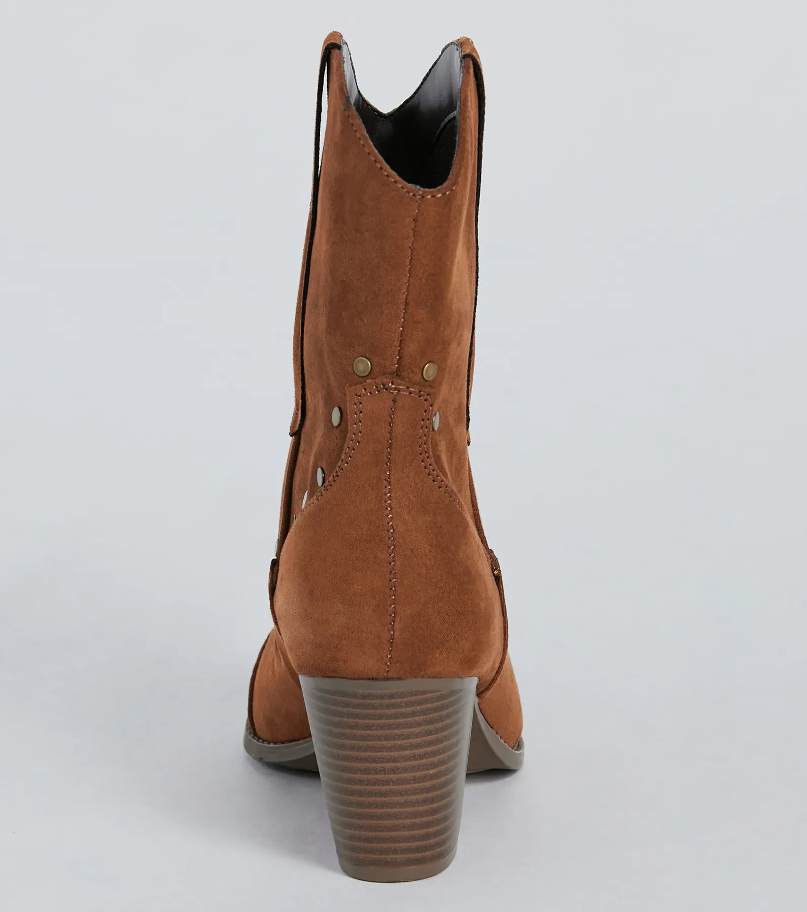 Country Style Studded Faux Suede Western Booties