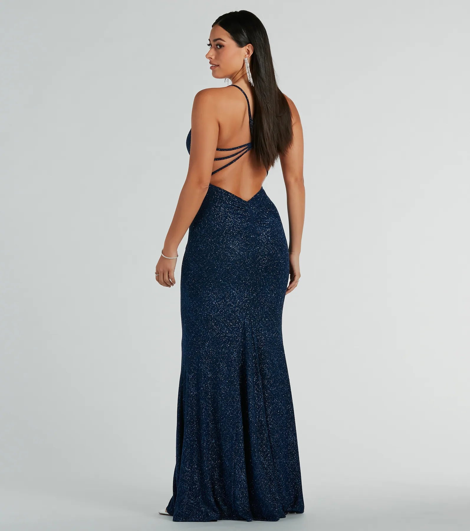 Daisia Strappy Back Mermaid Glitter Formal Dress