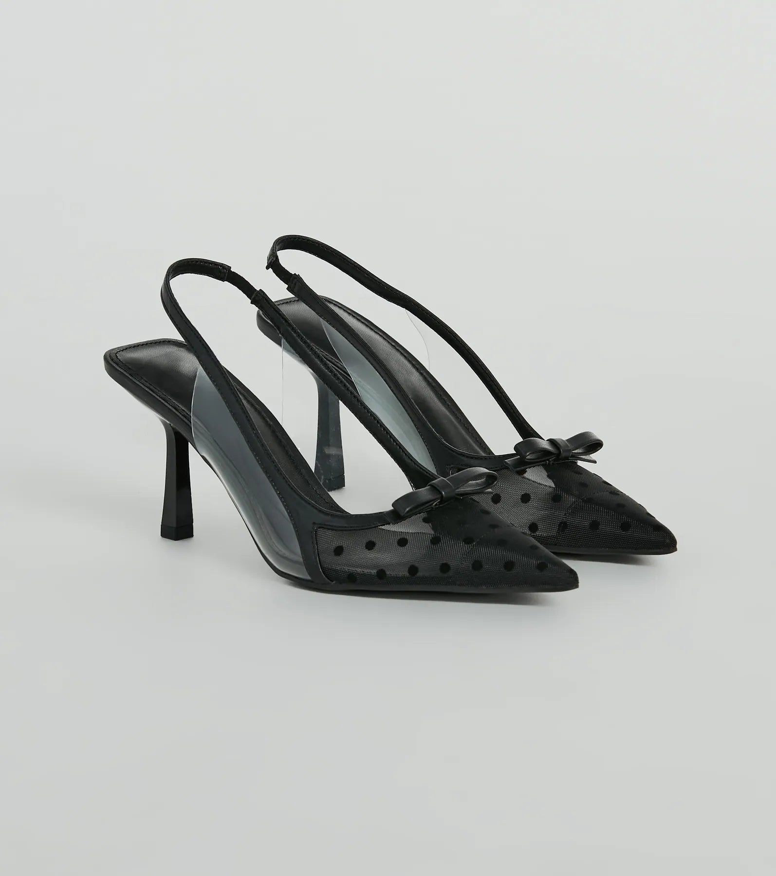 Adorably Posh Polka Dot Mesh Slingback Pumps