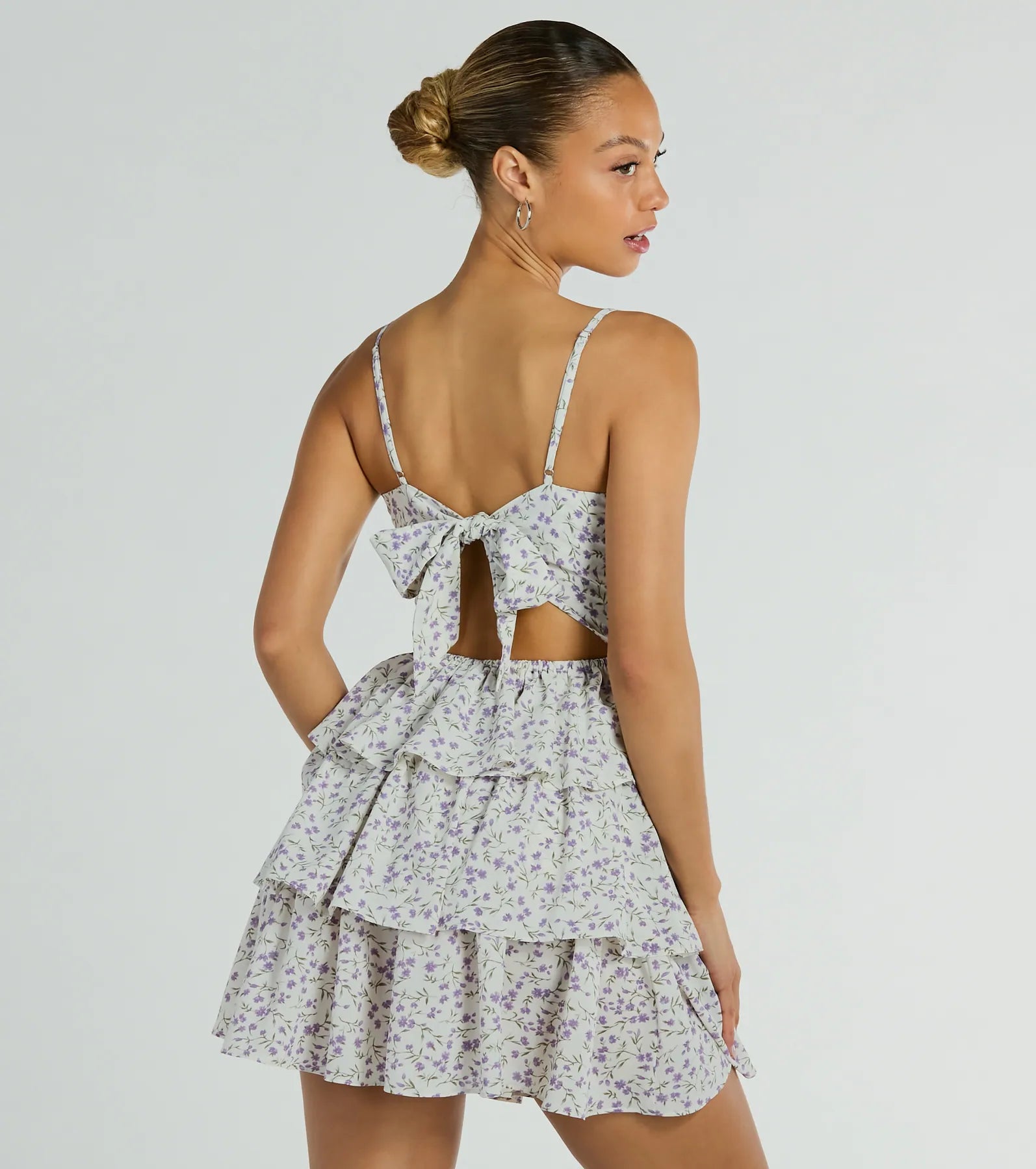 Subtle Charm V-Neck Ruffled Floral Skater Dress