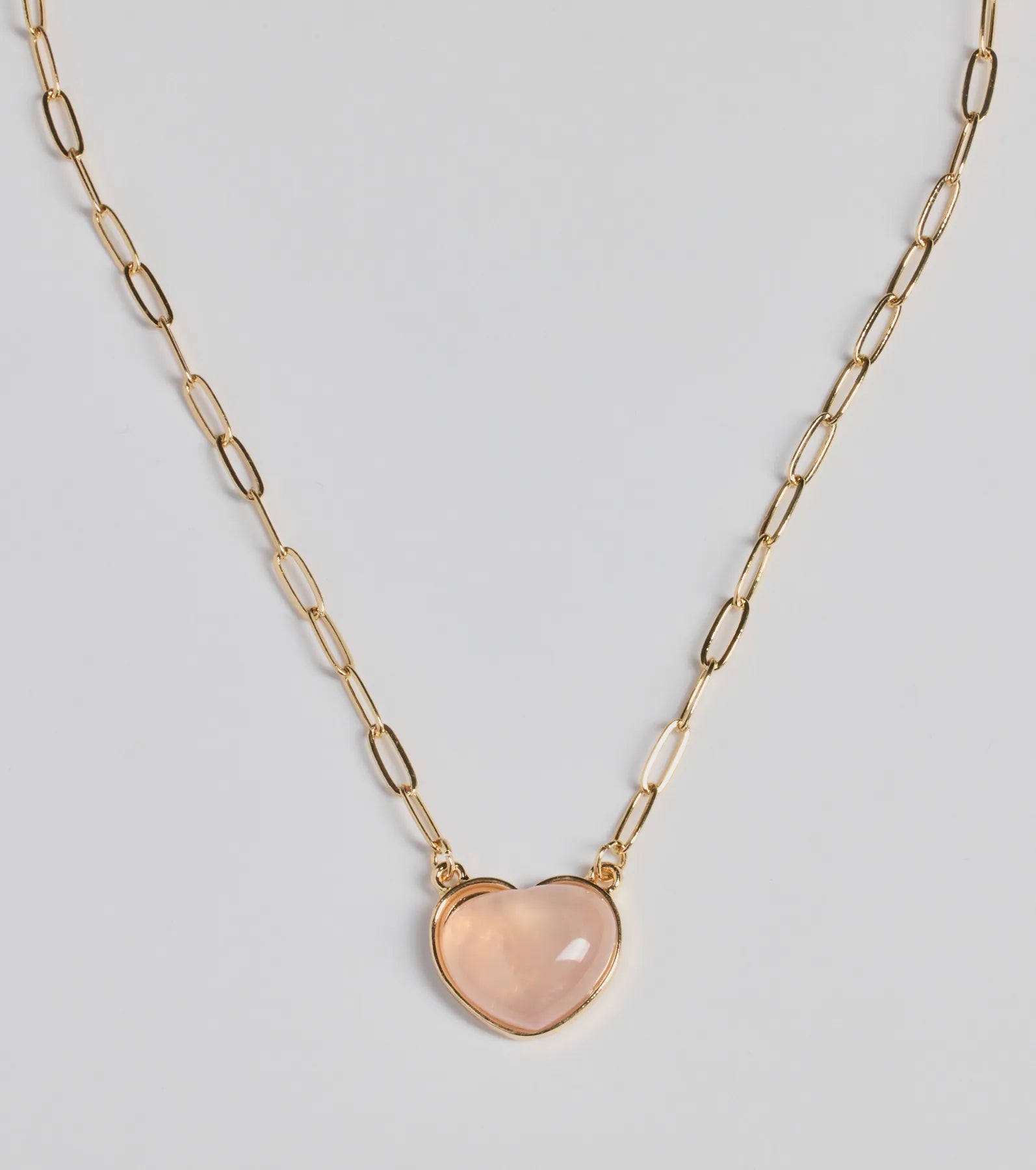 Pretty Aura Rose Quartz Heart Charm Necklace