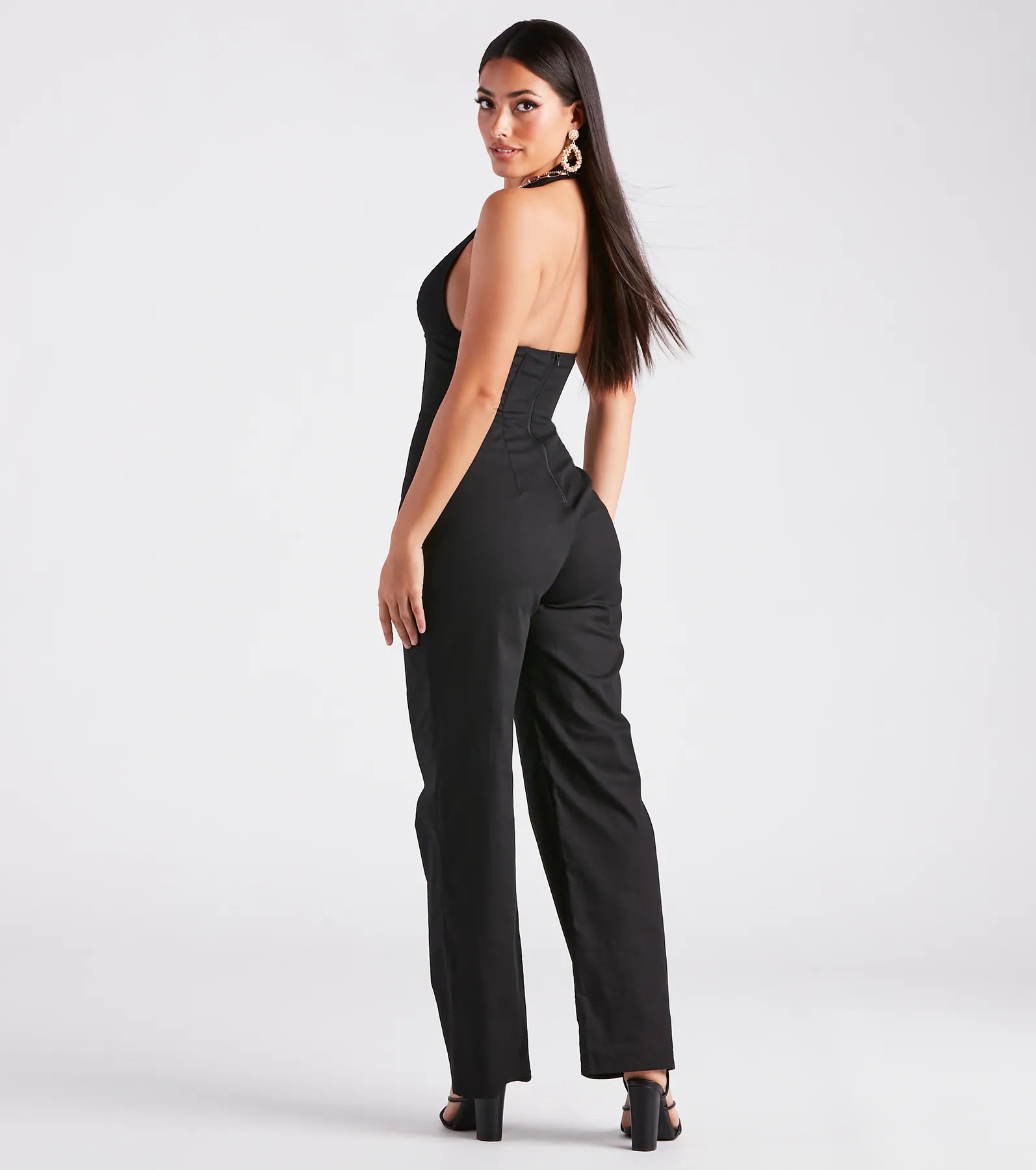 Ready In One Halter Corset Wide-Leg Jumpsuit