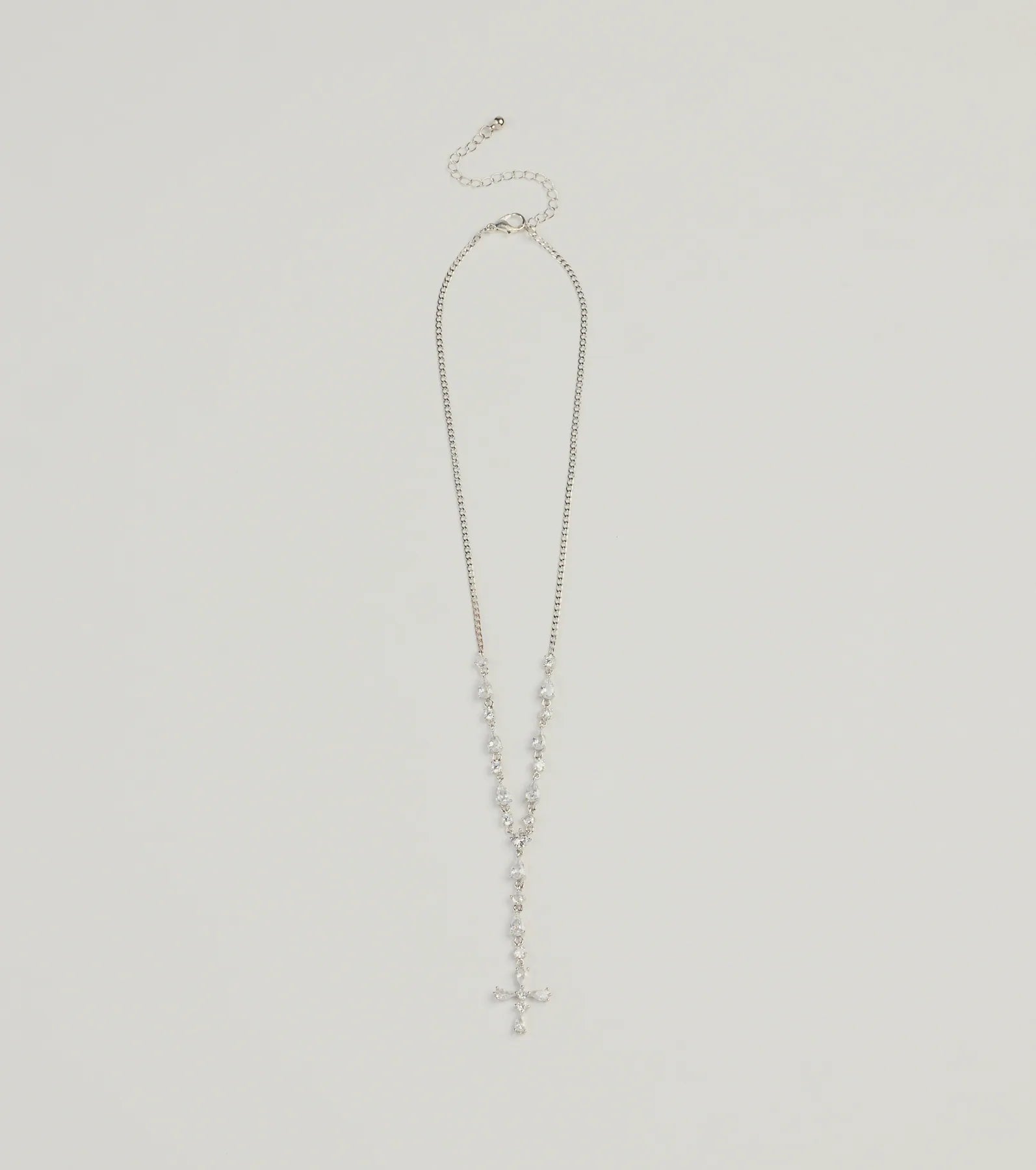 Graceful Elegance Cross Charm Lariat Necklace