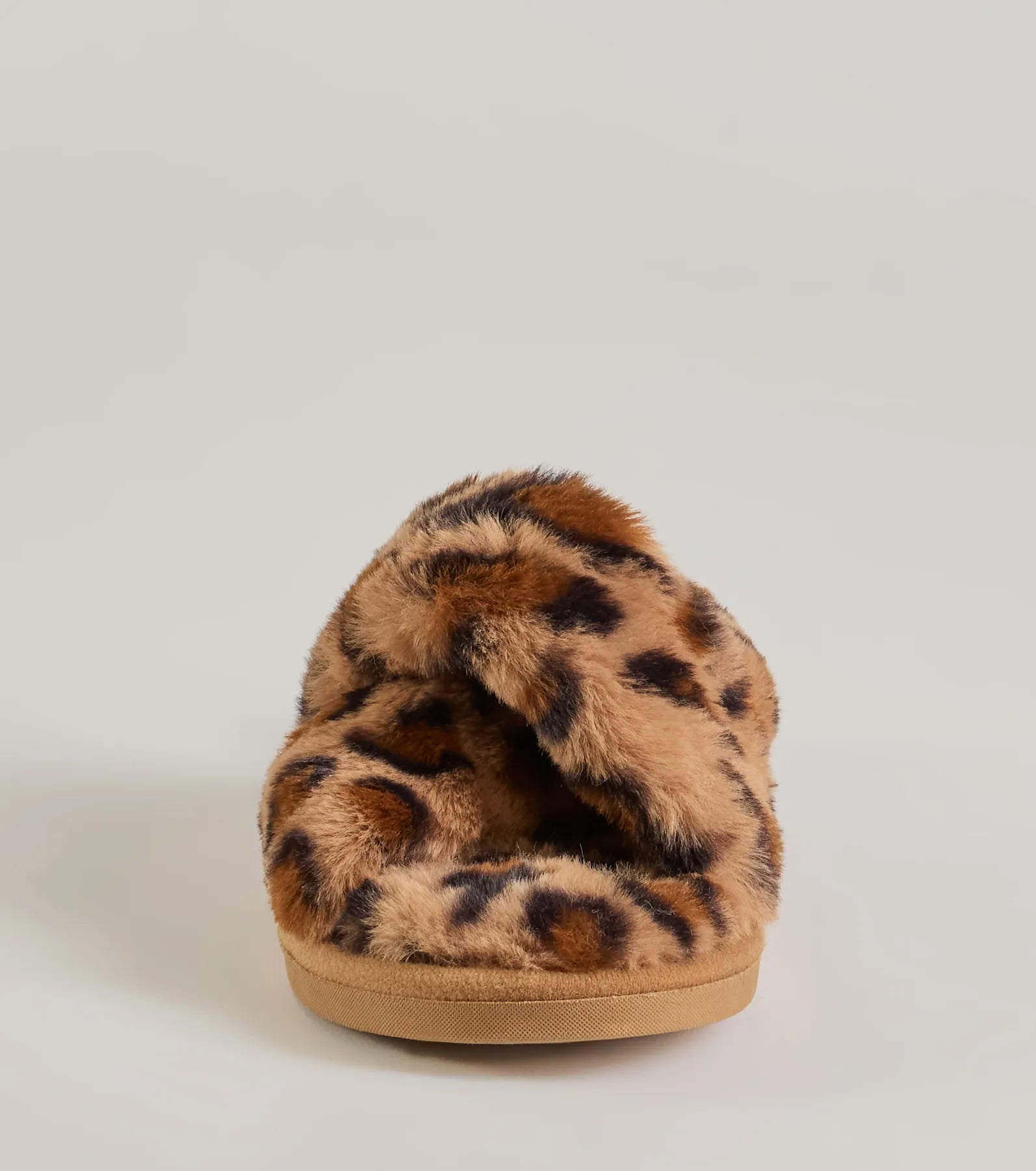 Wildly Chic Faux Fur Leopard Print Slides