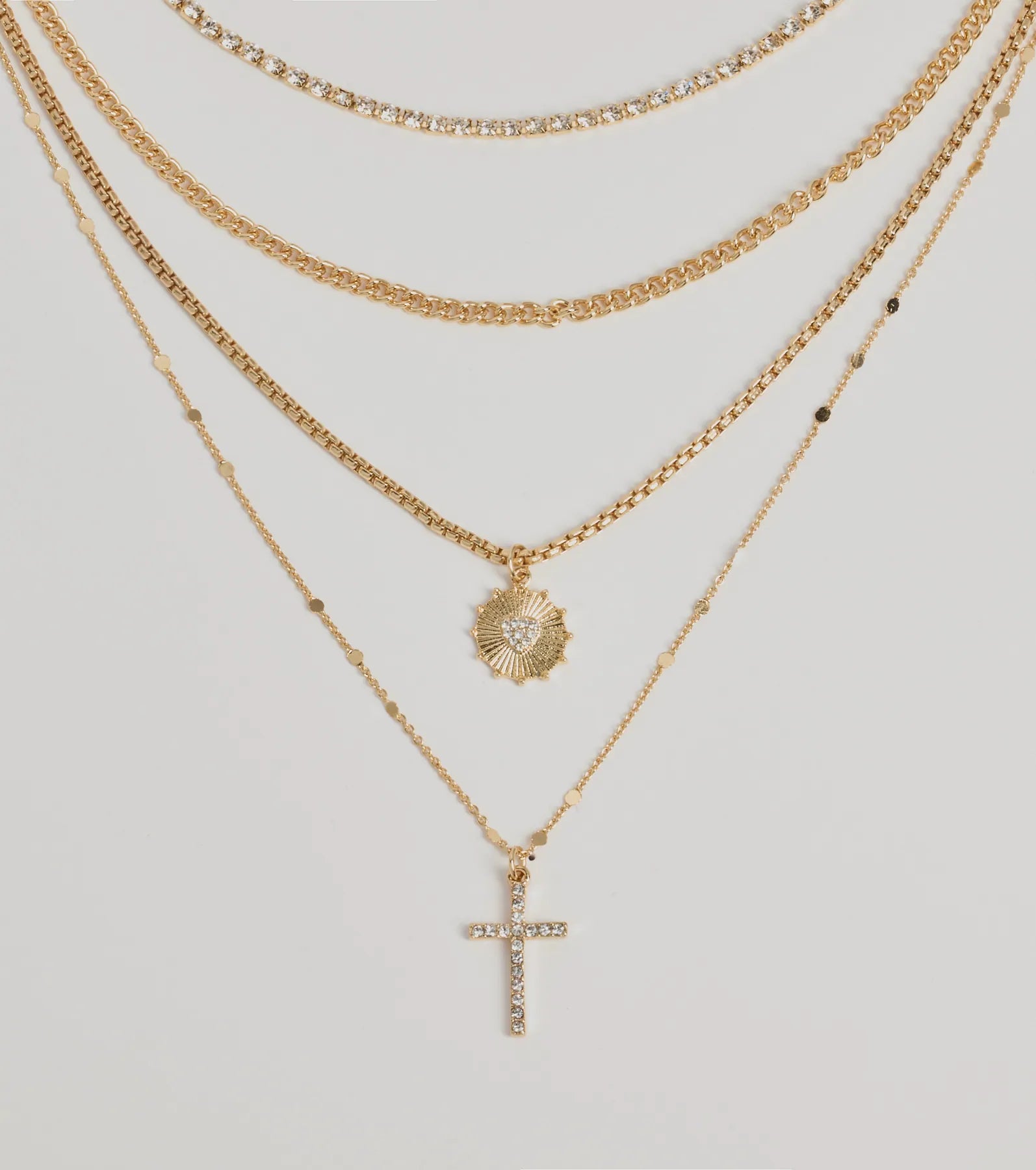 Sleek Bliss Layered Cross Charm Necklace