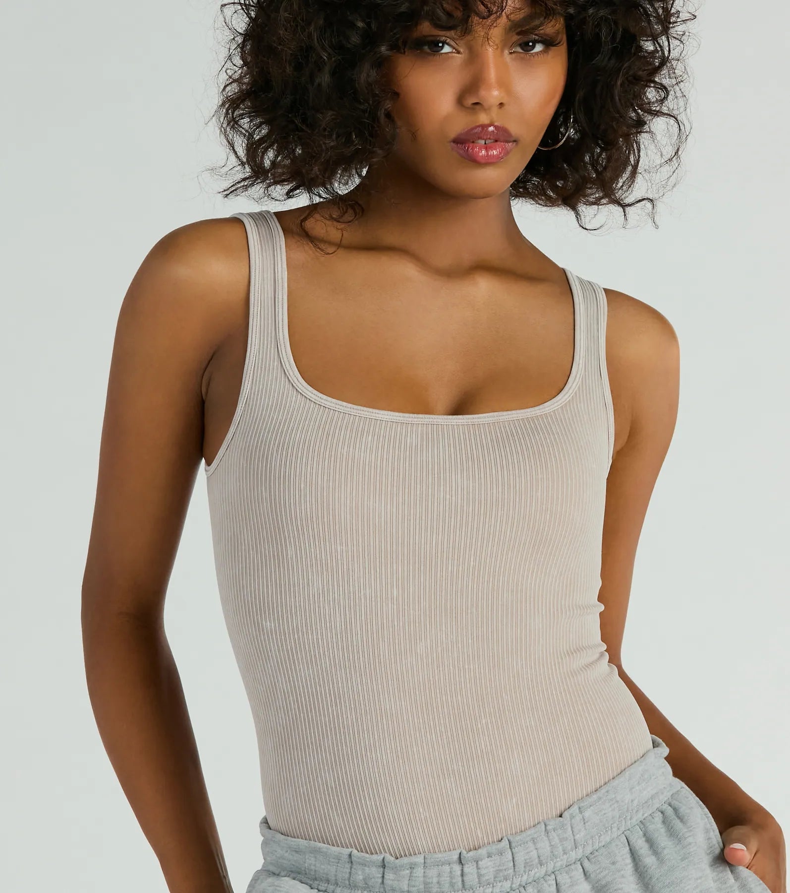 Simply Effortless Square Neck Rib Knit Bodysuit