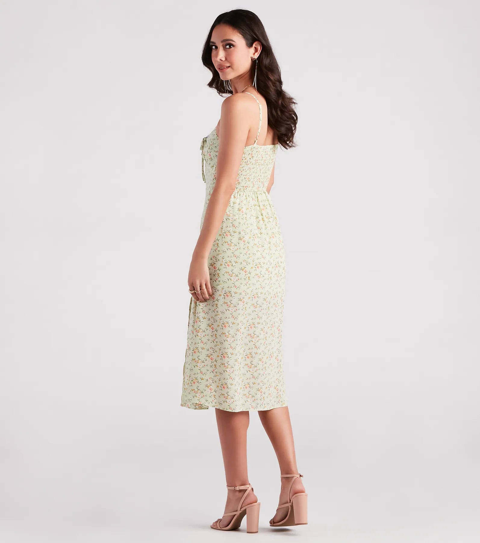 Strolling The Garden Floral Chiffon Midi Dress