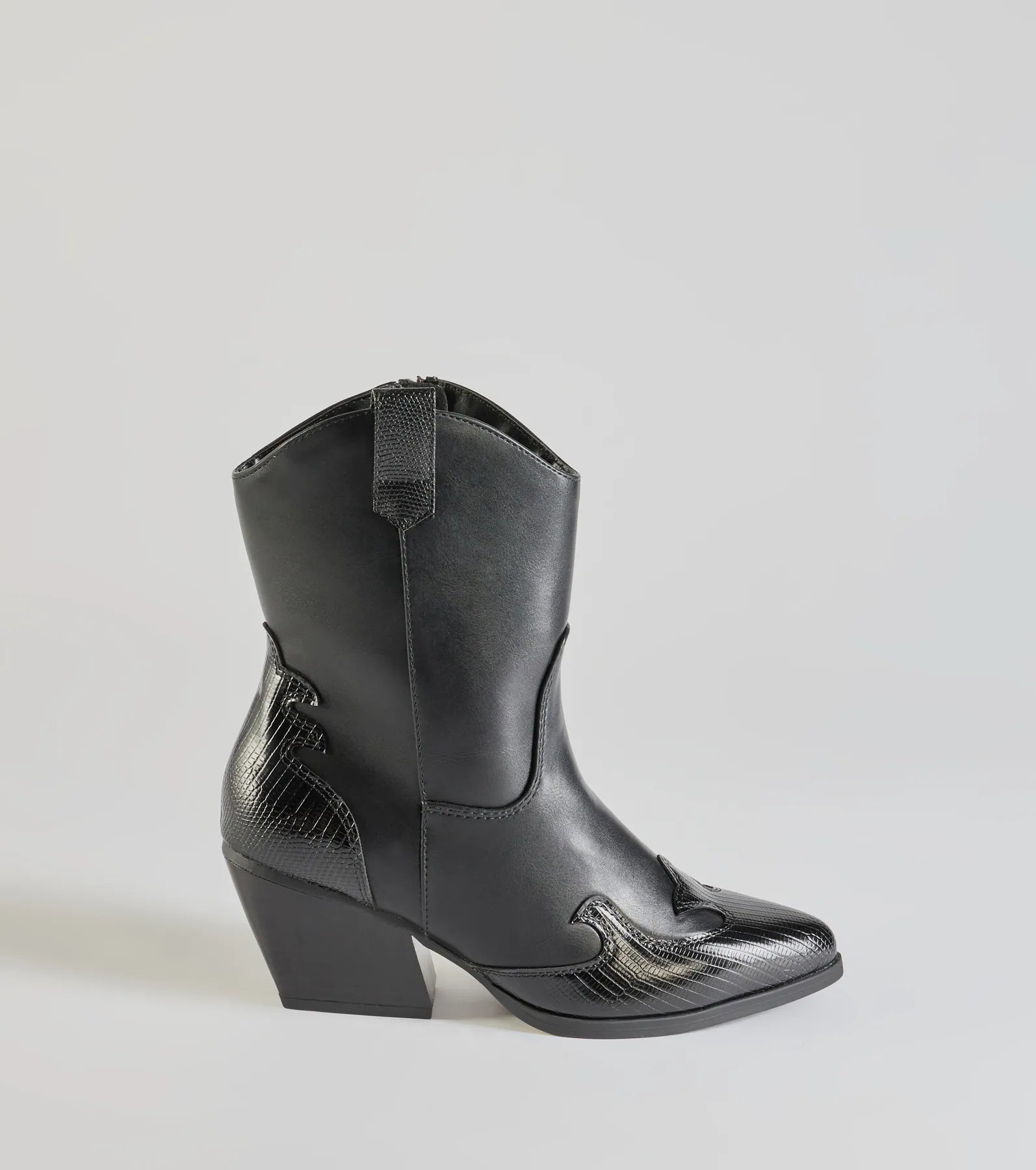 Edgy-Chic Faux Leather Western Booties