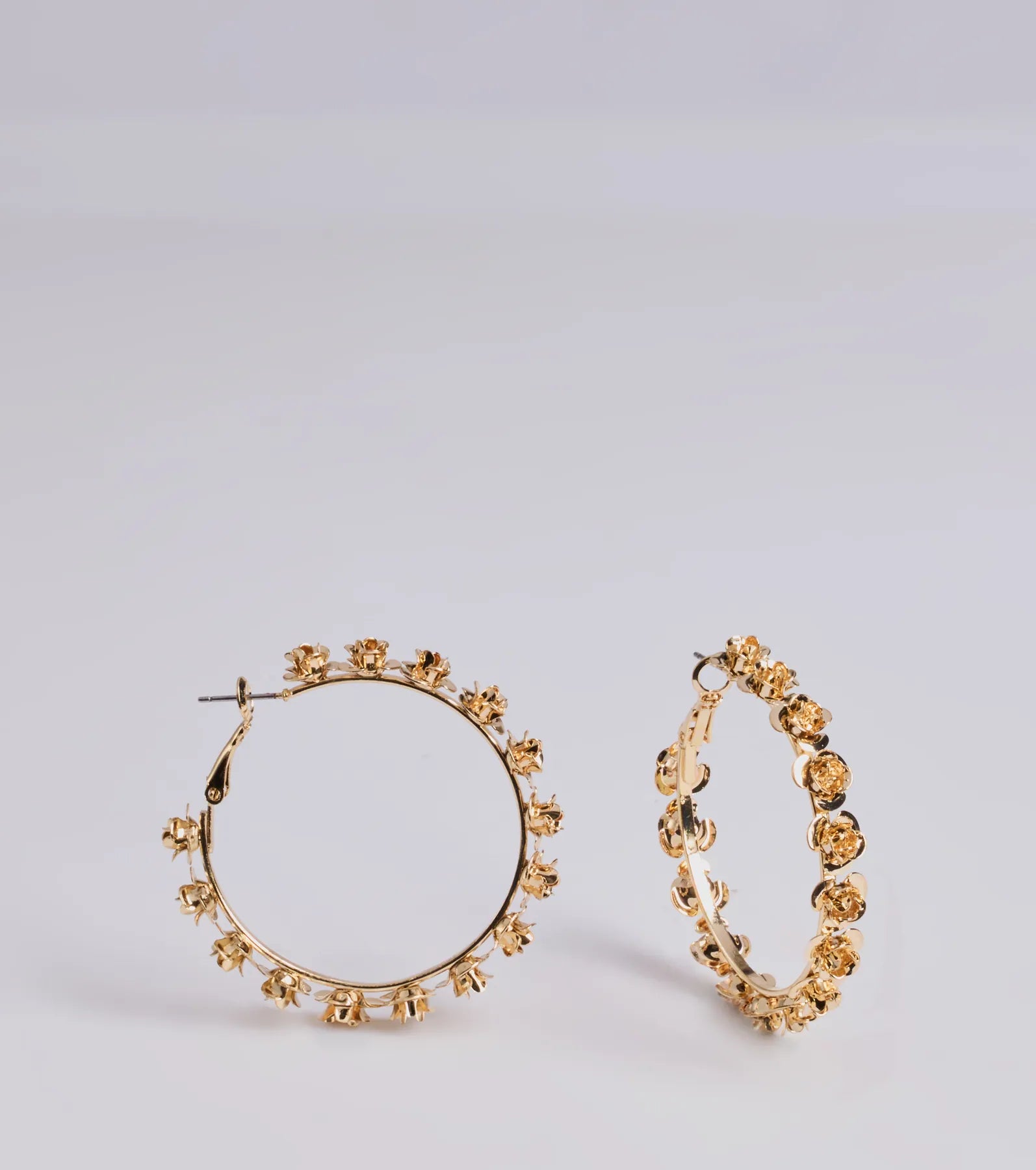 Luxe Bloom Floral Trim Hoop Earrings