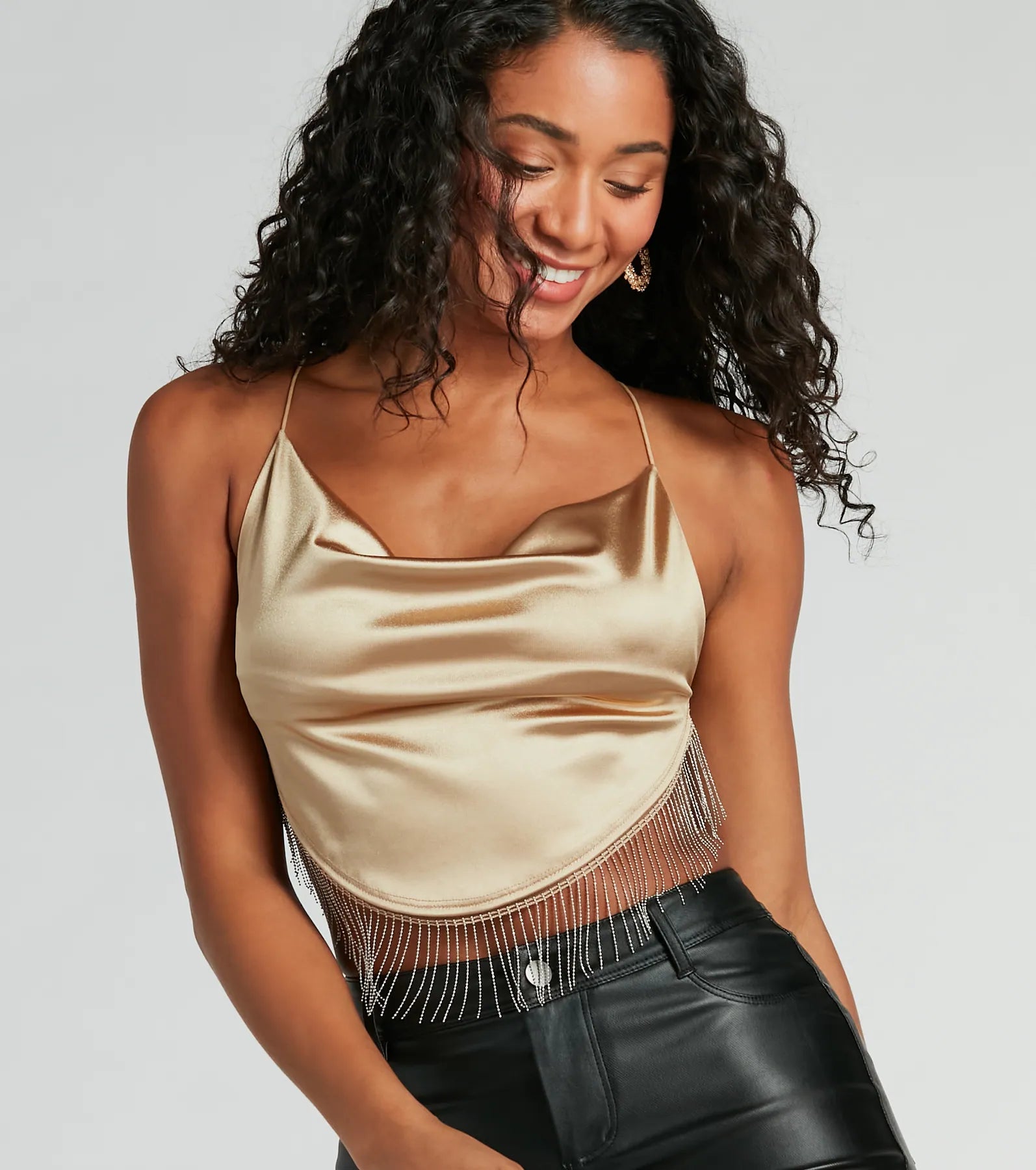 Flawless Allure Fringe Hem Open Back Crop Top