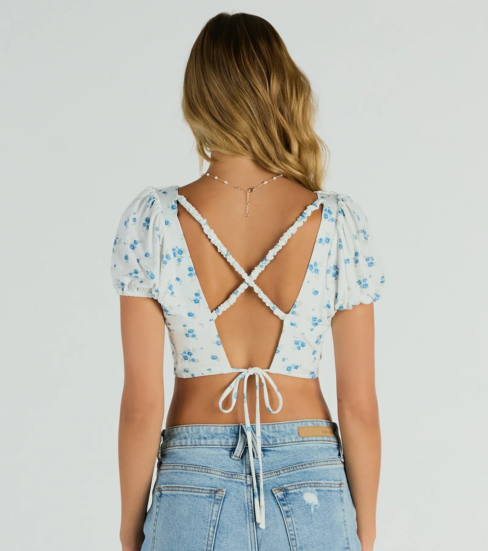 Sweetheart Vibes Strappy Back Floral Crop Top