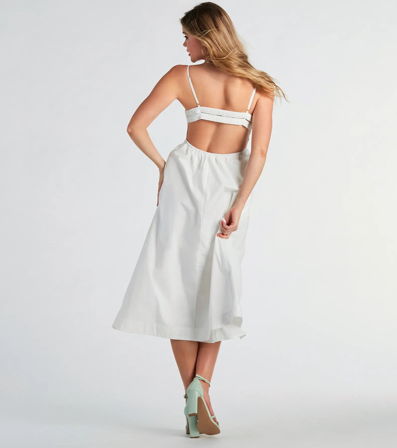 Sweeten Me Up Square Neck Cutout A-Line Midi Dress