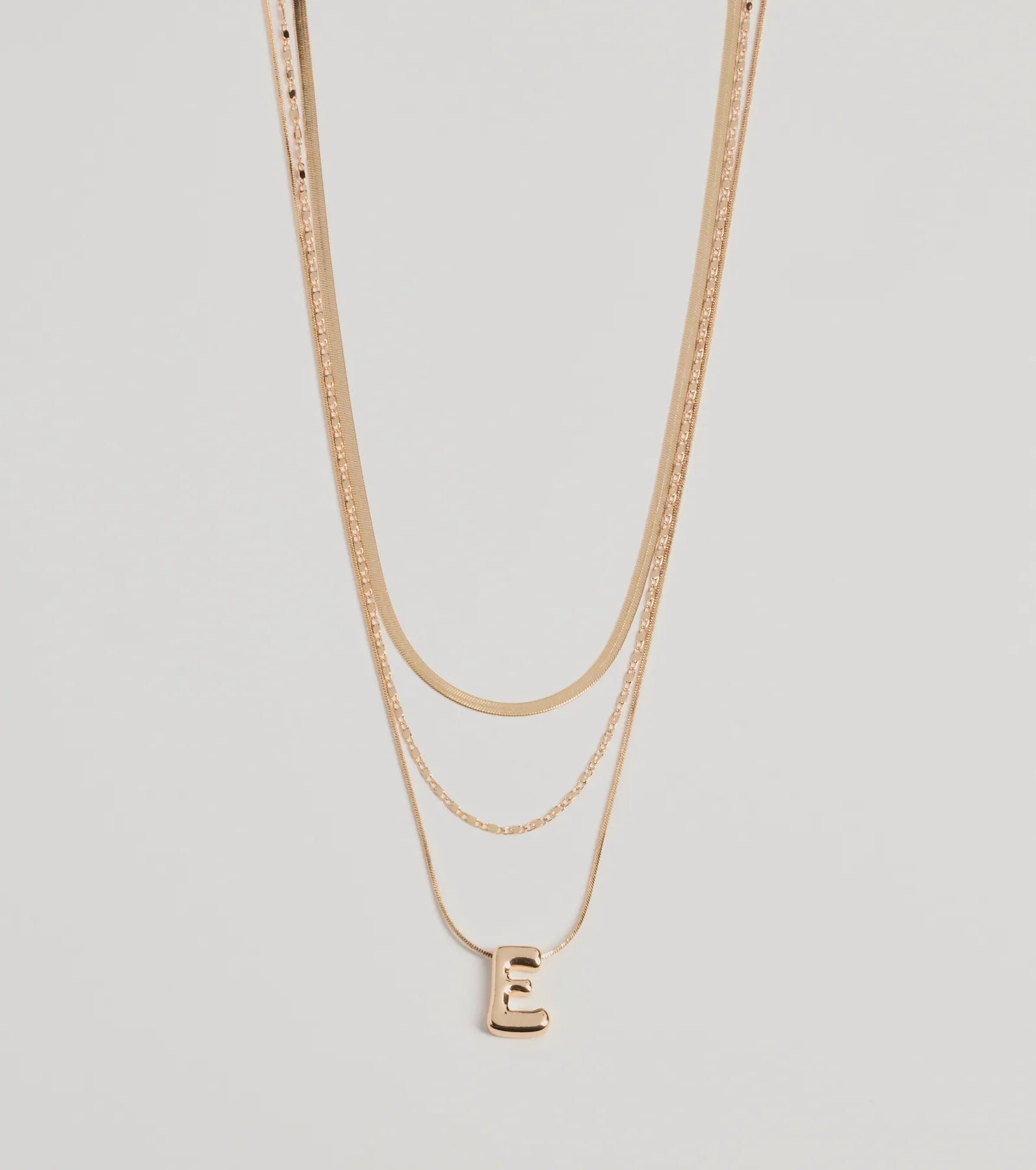 E Initial Layered Bubble Necklace