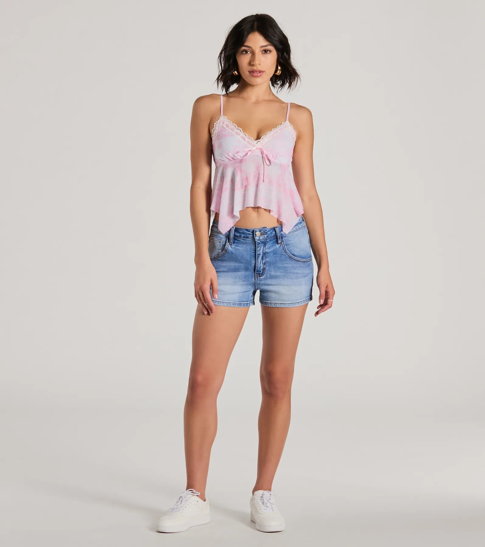 Stun The Scene V-Neck Lace Mesh Crop Top