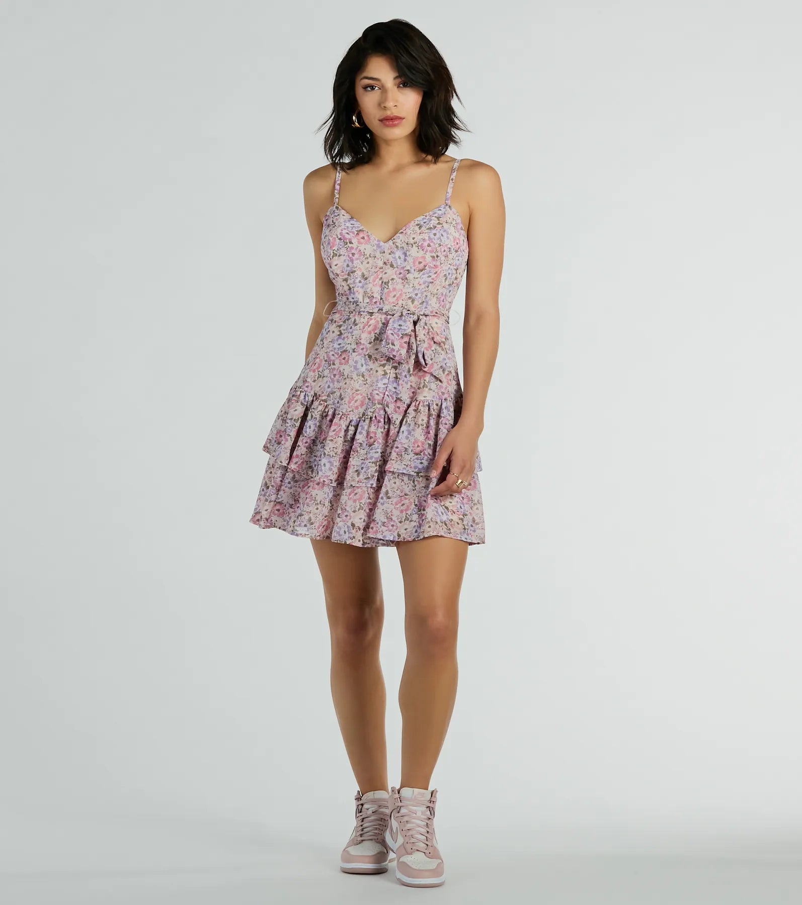 Sweeten The Deal V-Neck Floral Chiffon Skater Dress