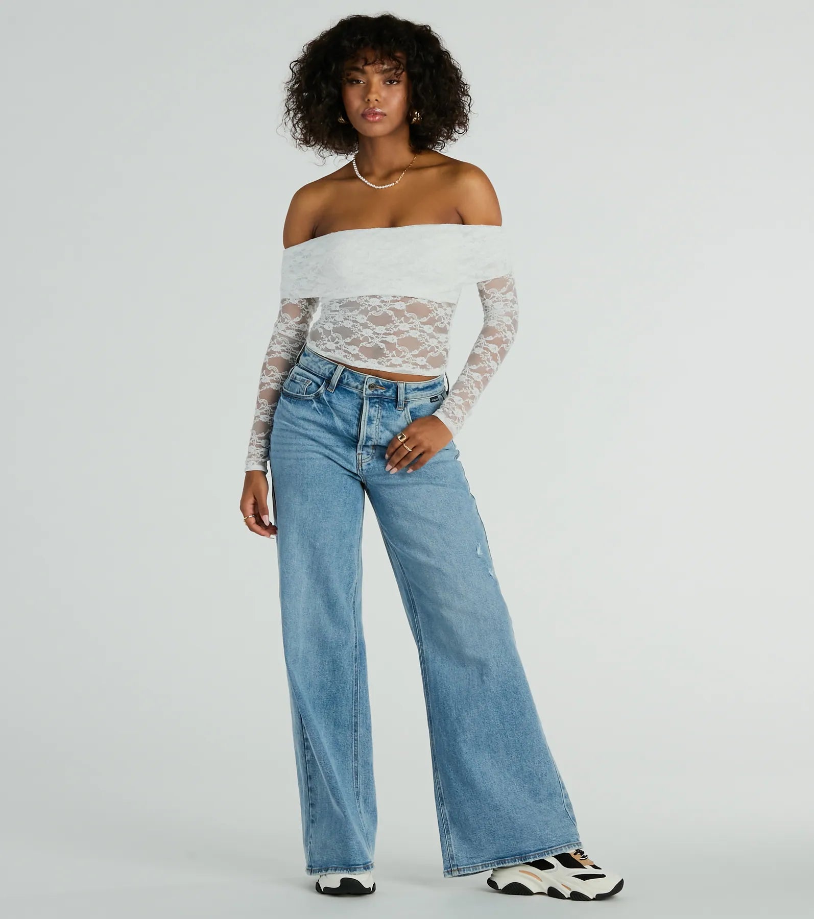 Sultry Aura Off-The-Shoulder Lace Crop Top