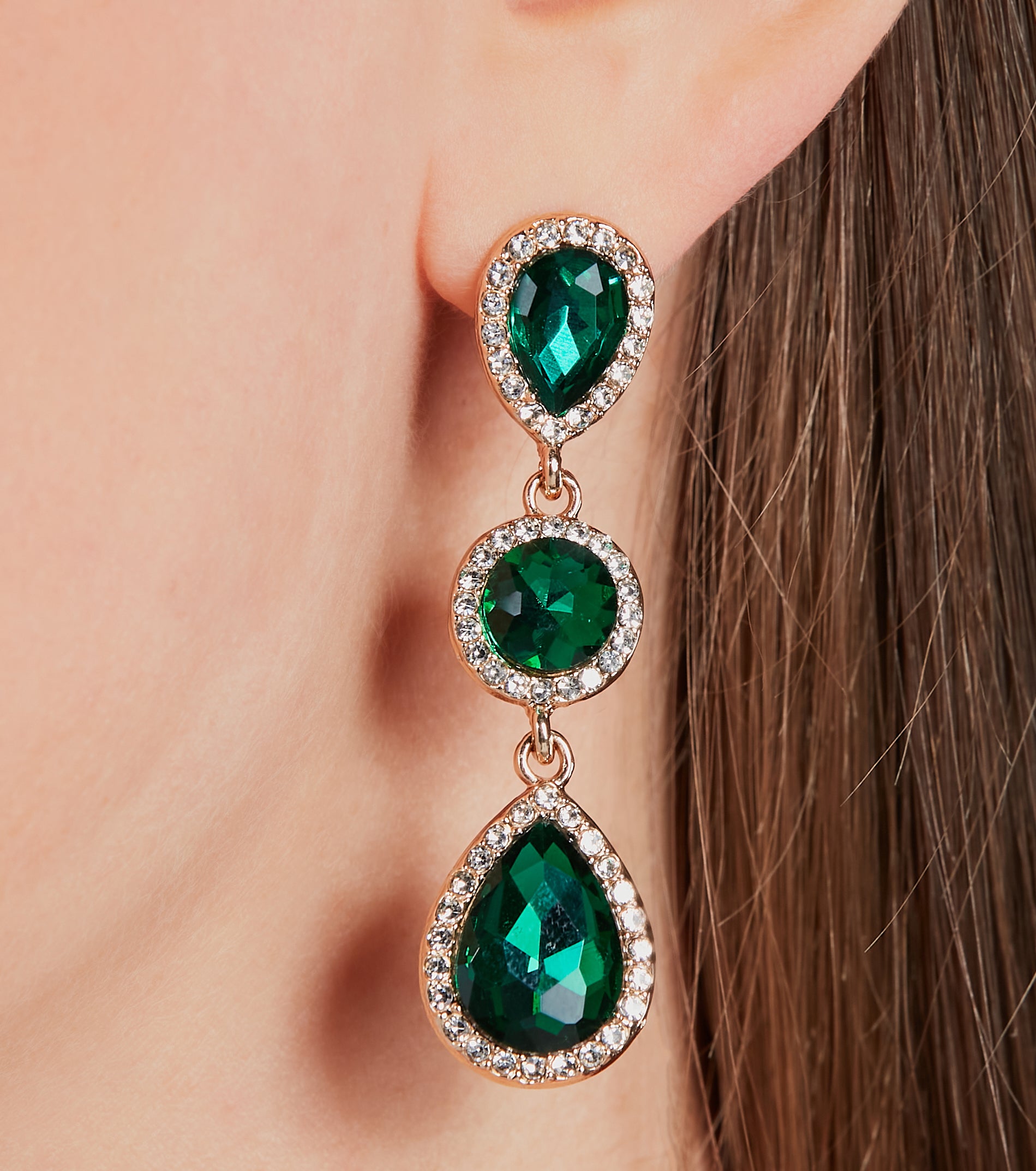 Elevated Look Gem Rhinestone Earrings