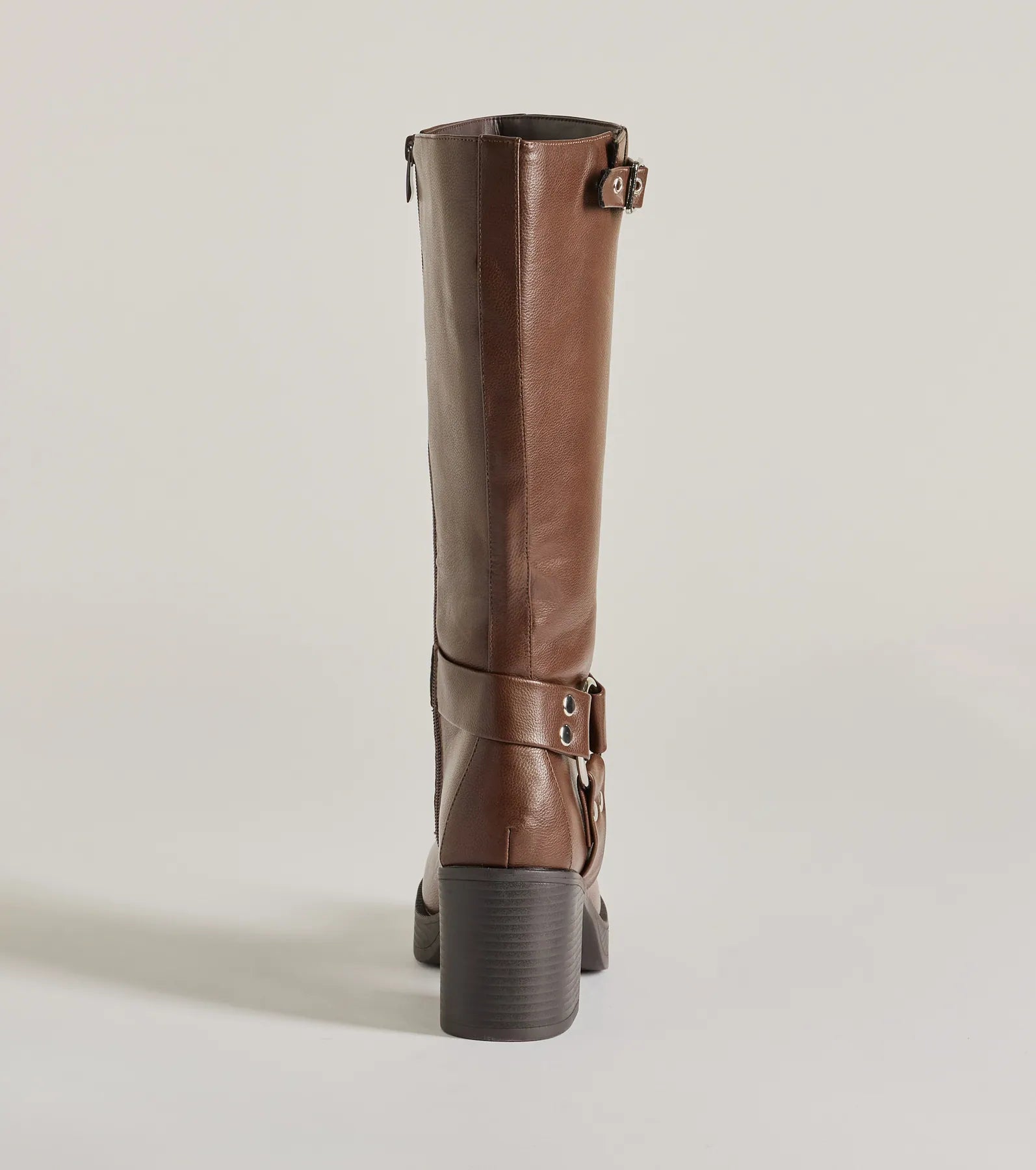 Chic Edge Under-The-Knee Moto Platform Boots