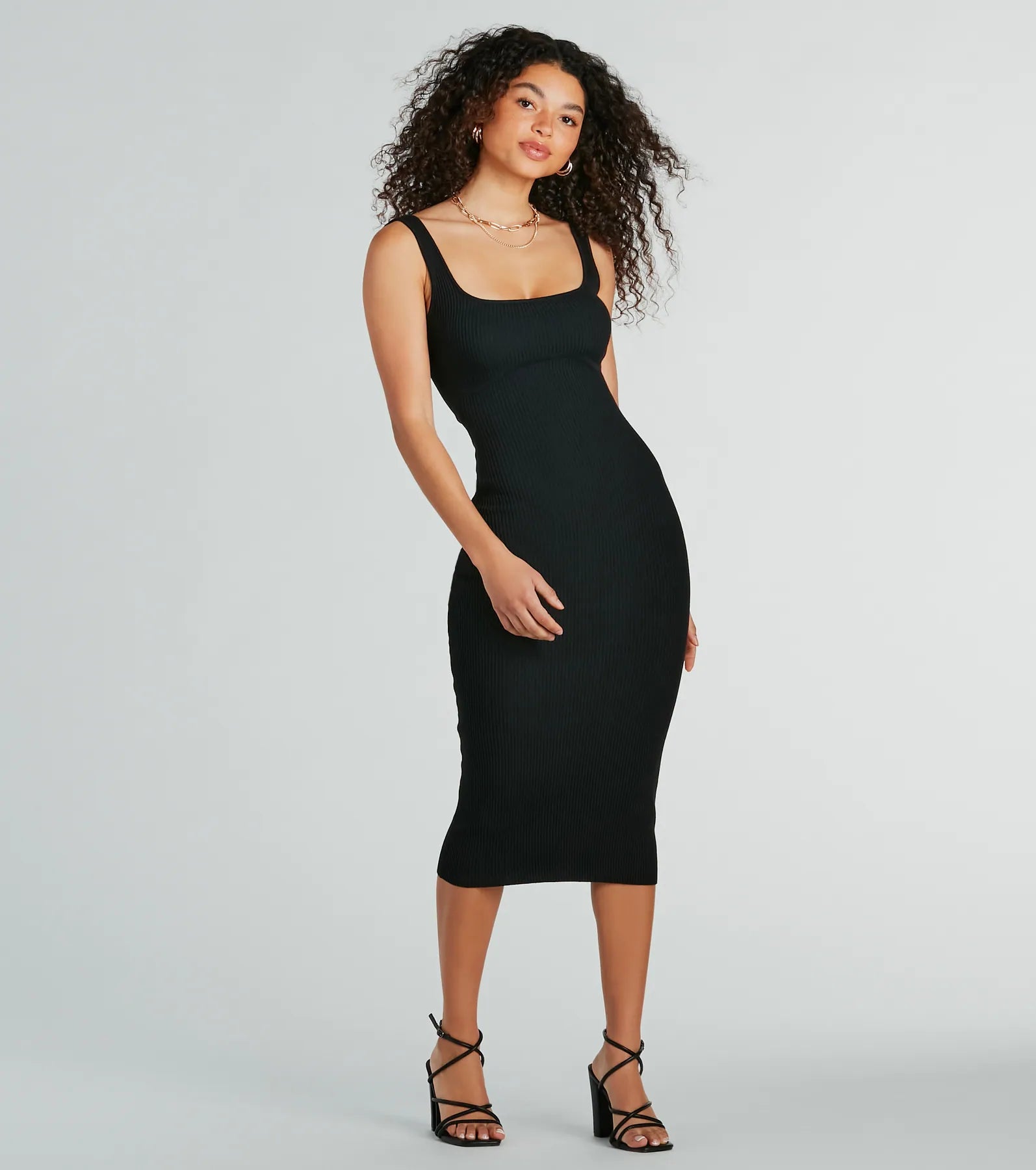 Perfect Pick Ribbed Knit Bodycon Midi Dress