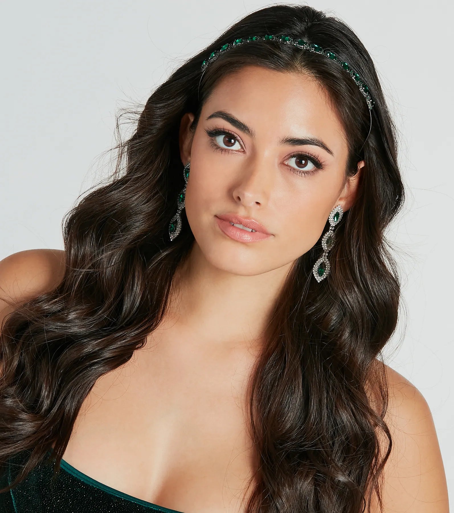 Opulent Allure Emerald Rhinestone Headband