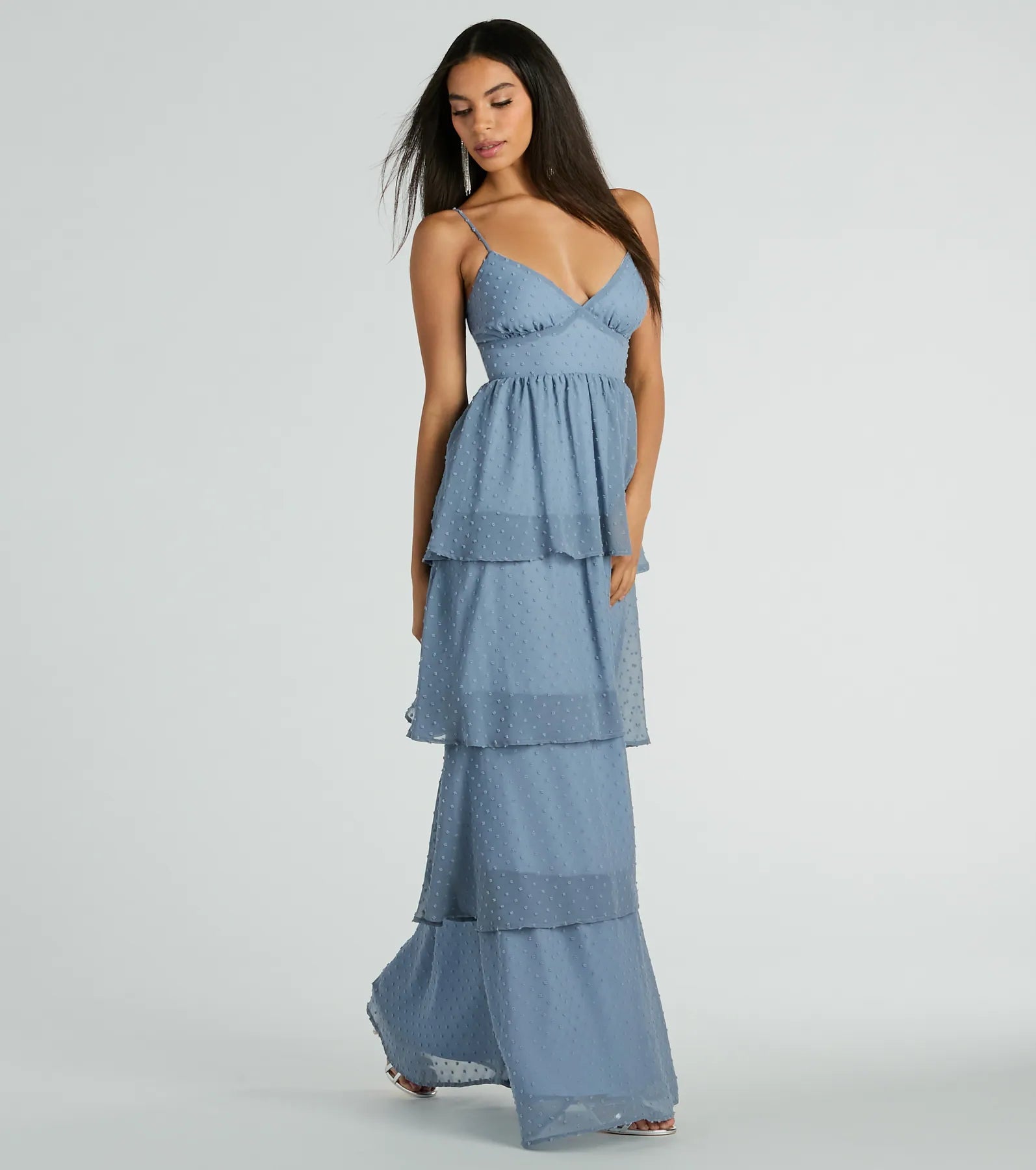 Kasey V-Neck Ruffled A-Line Chiffon Formal Dress