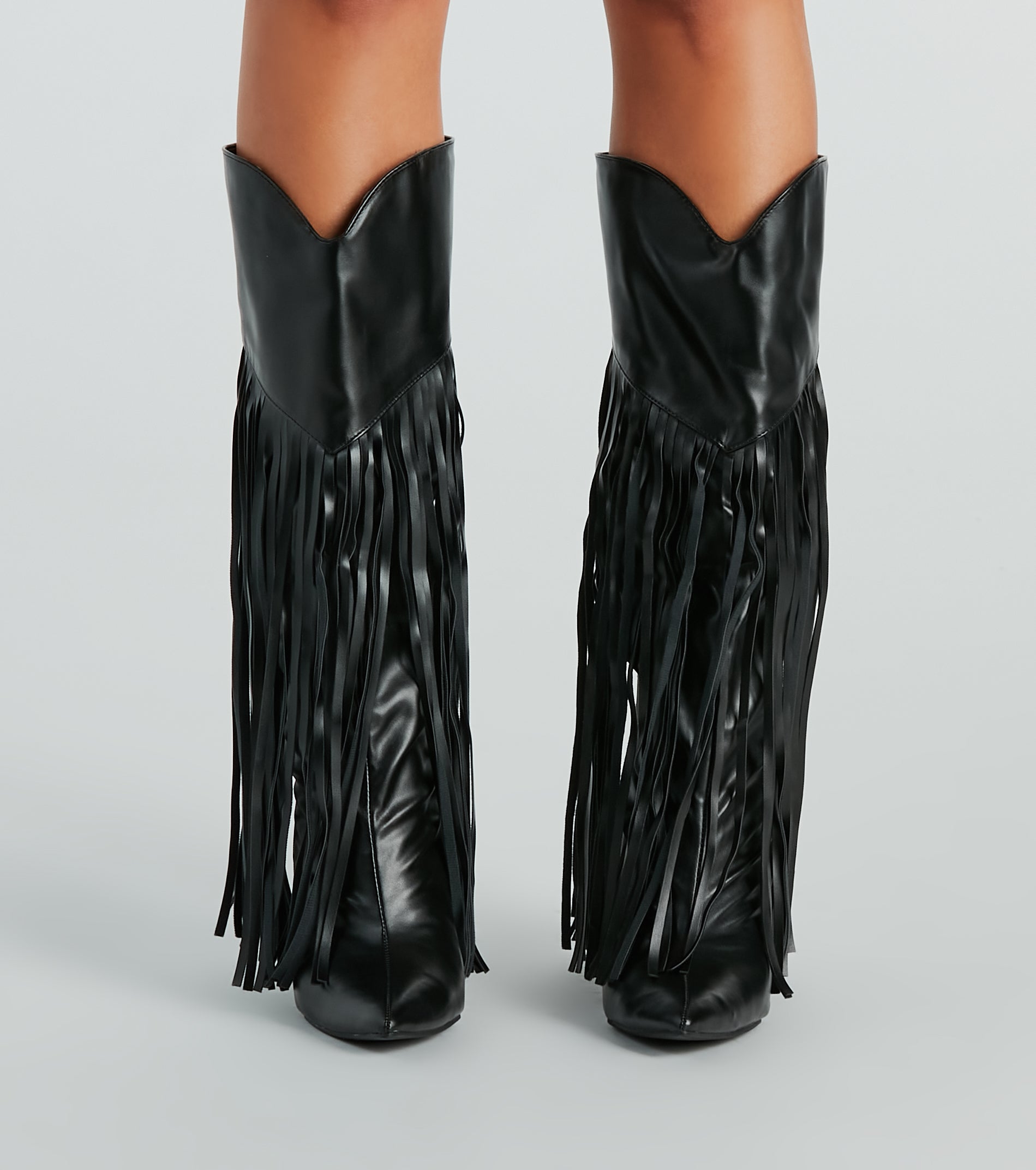 Shaking It Faux Leather Metallic Fringe Boots