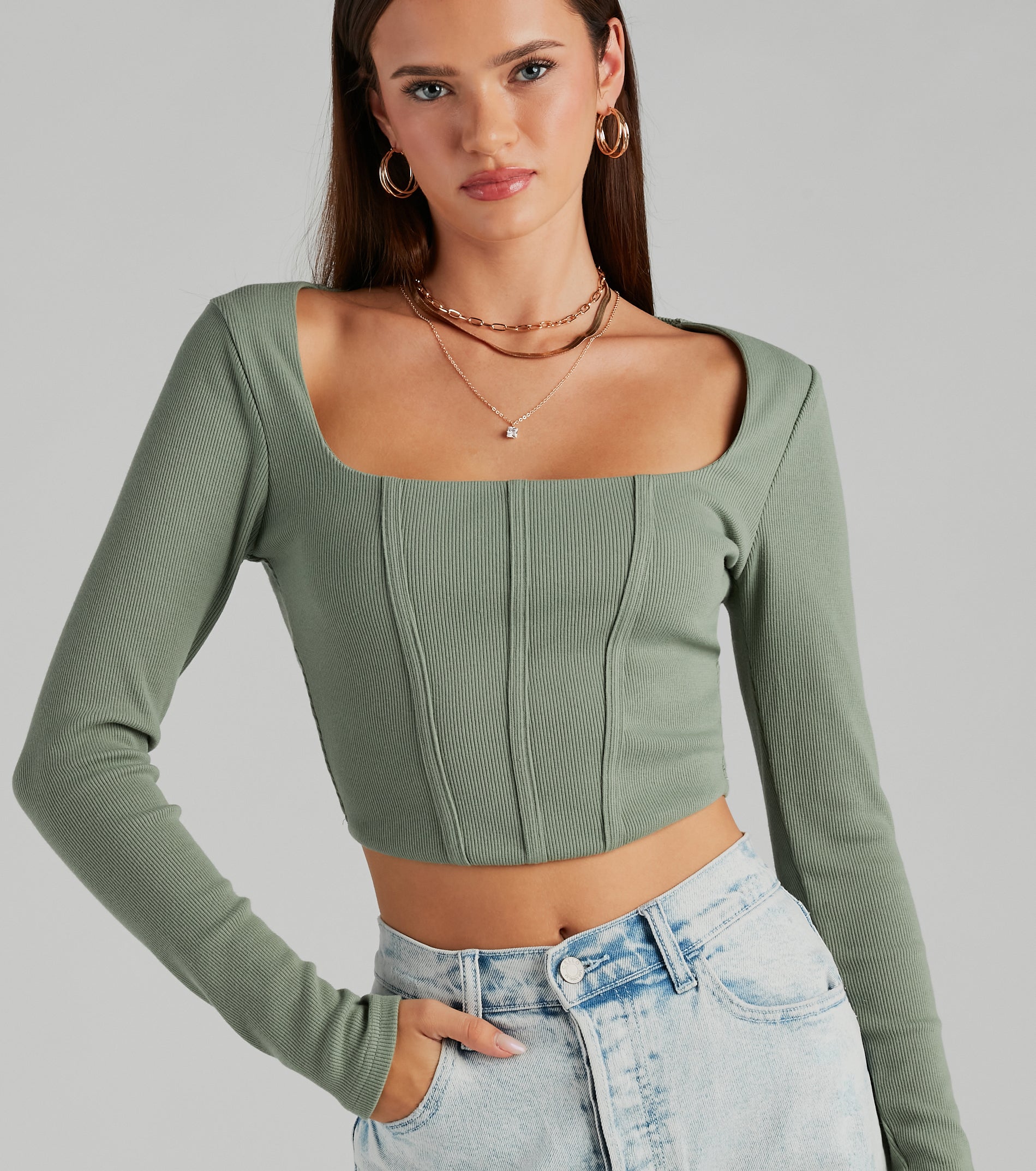 Keep It Tight Rib Knit Corset Crop Top