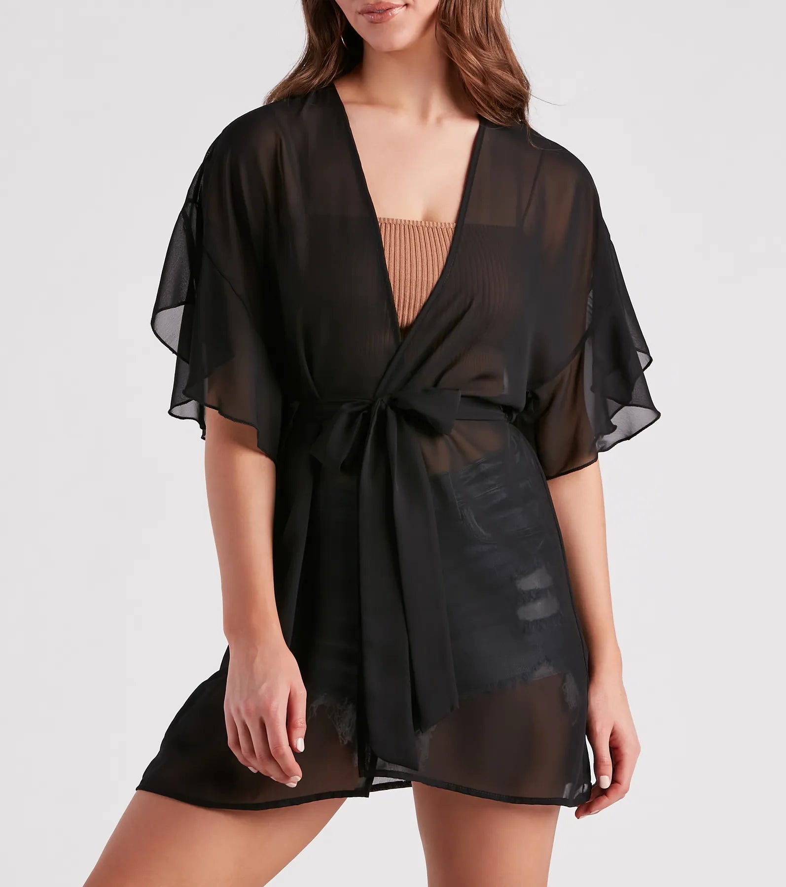 Layer On The Style Sheer Chiffon Kimono