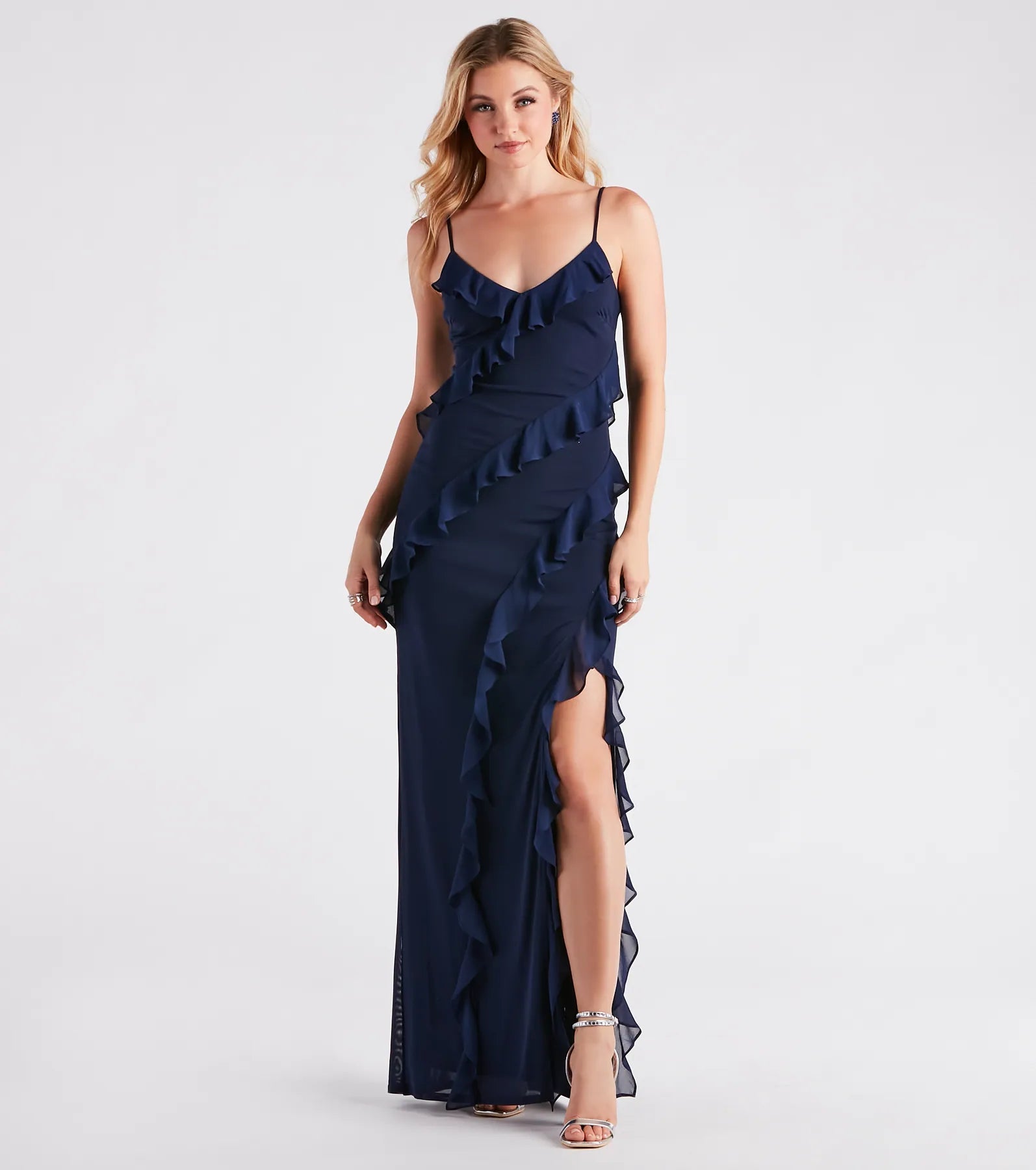 Melrose Formal Mesh Ruffle Mermaid Dress