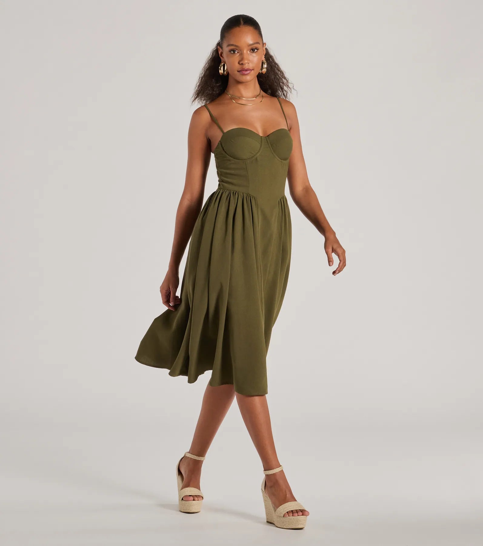 Blissful Afternoons Corset A-Line Midi Dress