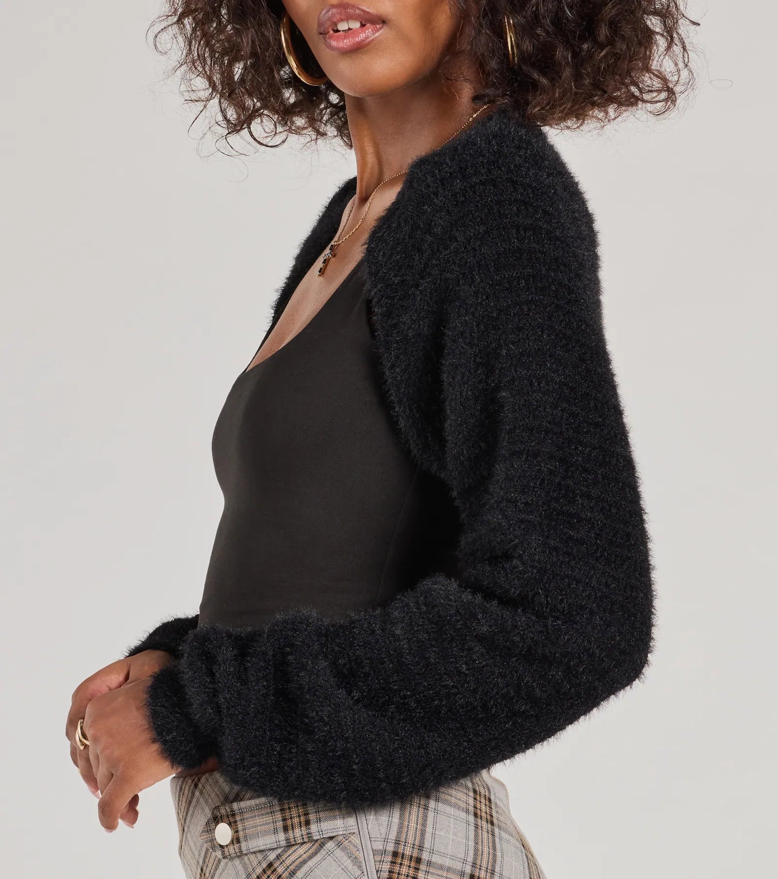 Cuddly Cozy Eyelash Knit Sweater Bolero