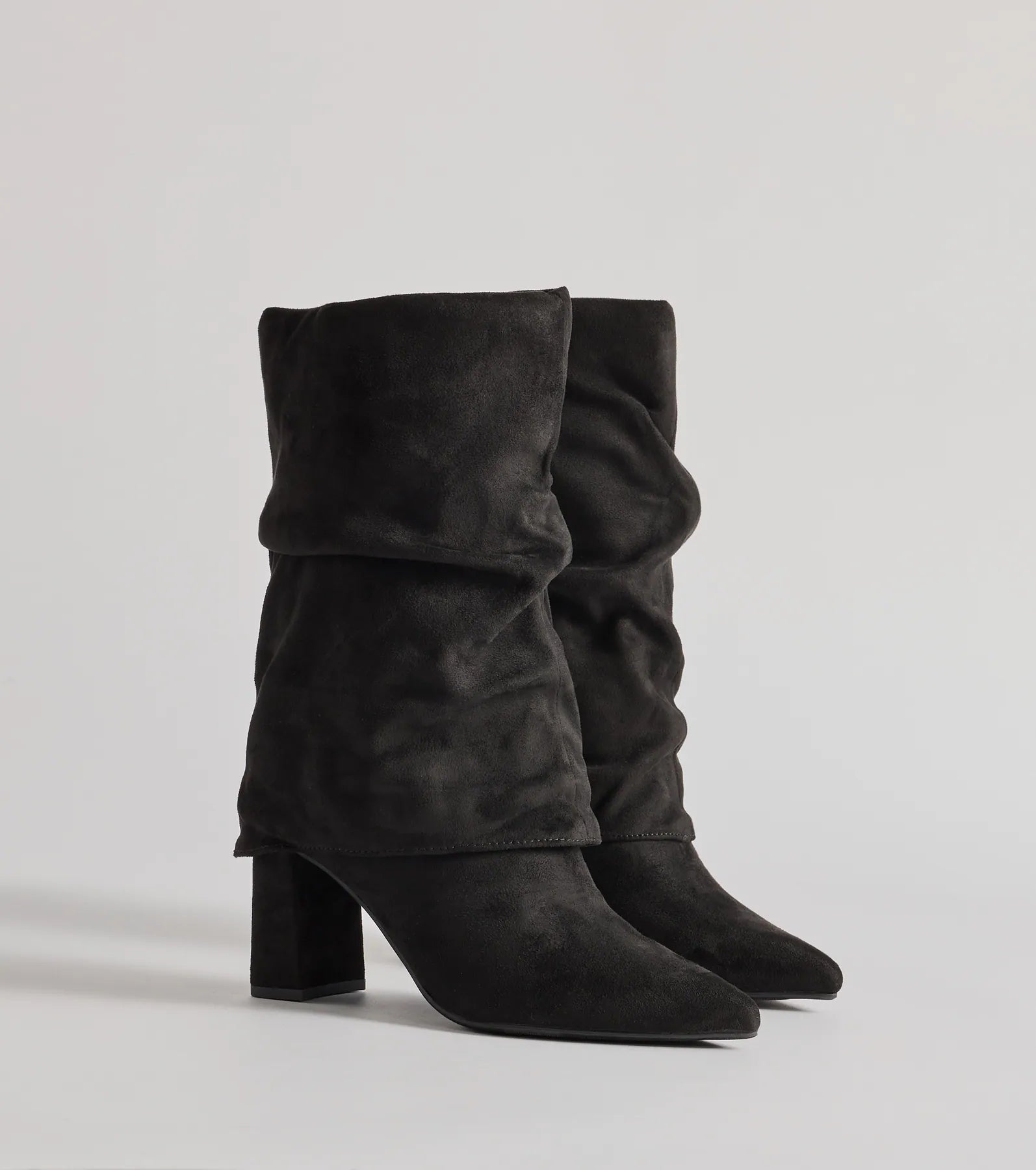 Fab Faux Suede Fold-Over Mid-Calf Boots