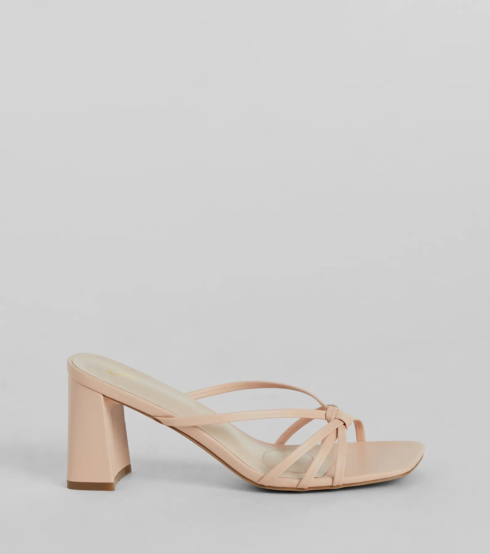 Chic Mood Strappy Faux Leather Block Heel Mules