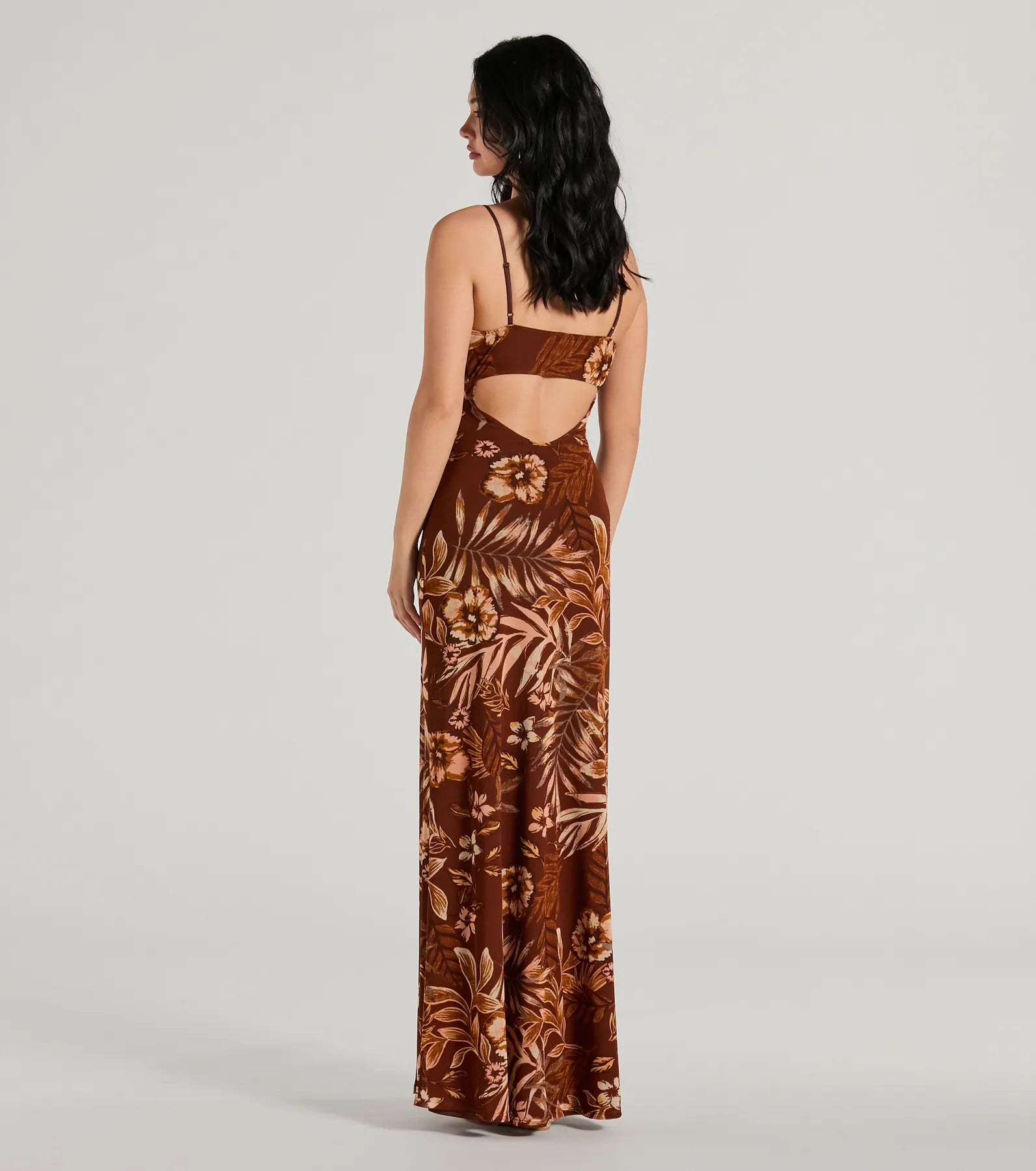 Paradise Pick V-Neck Cutout Tropical Maxi Dress