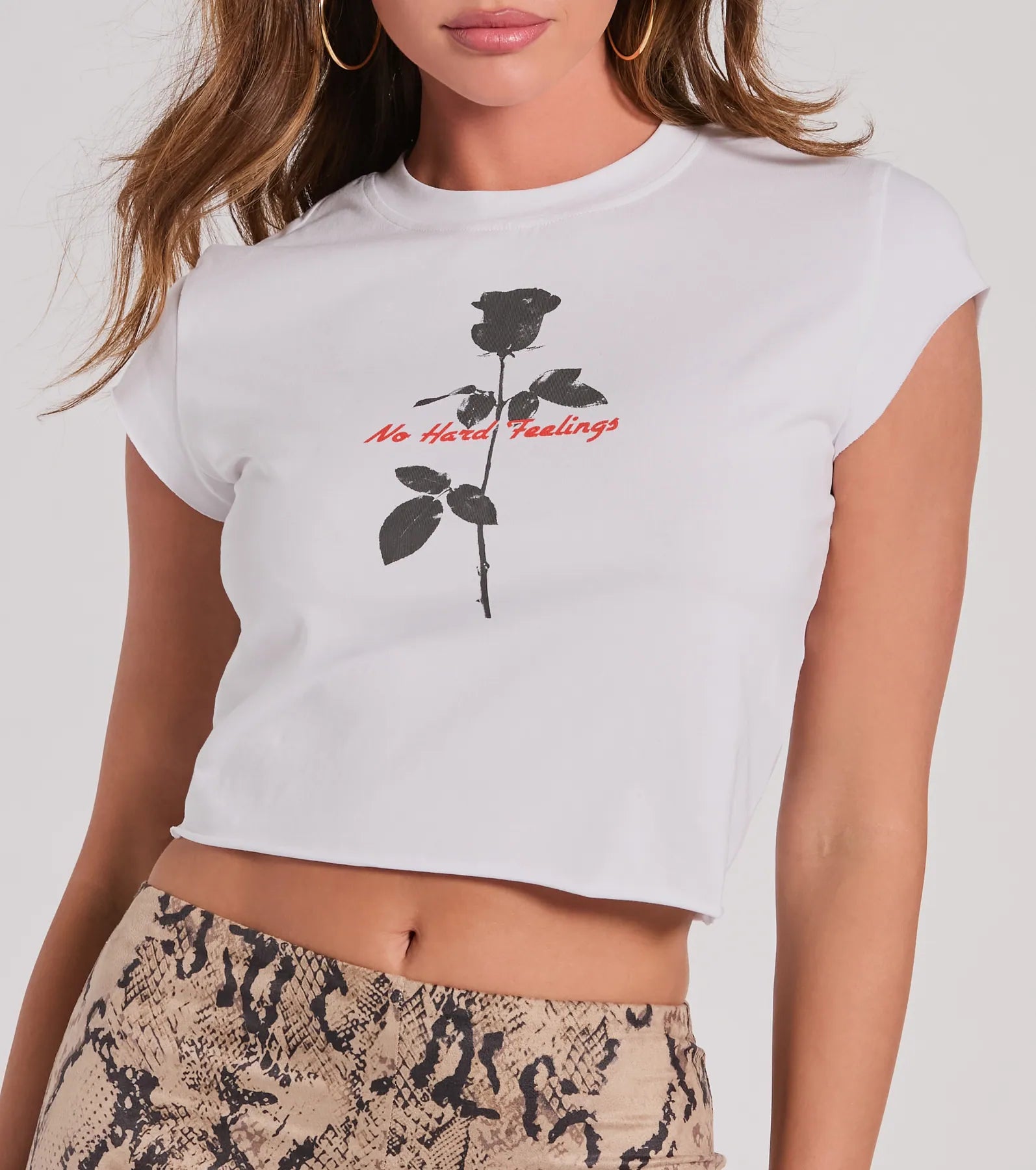 No Hard Feelings Rose Crop Graphic Tee