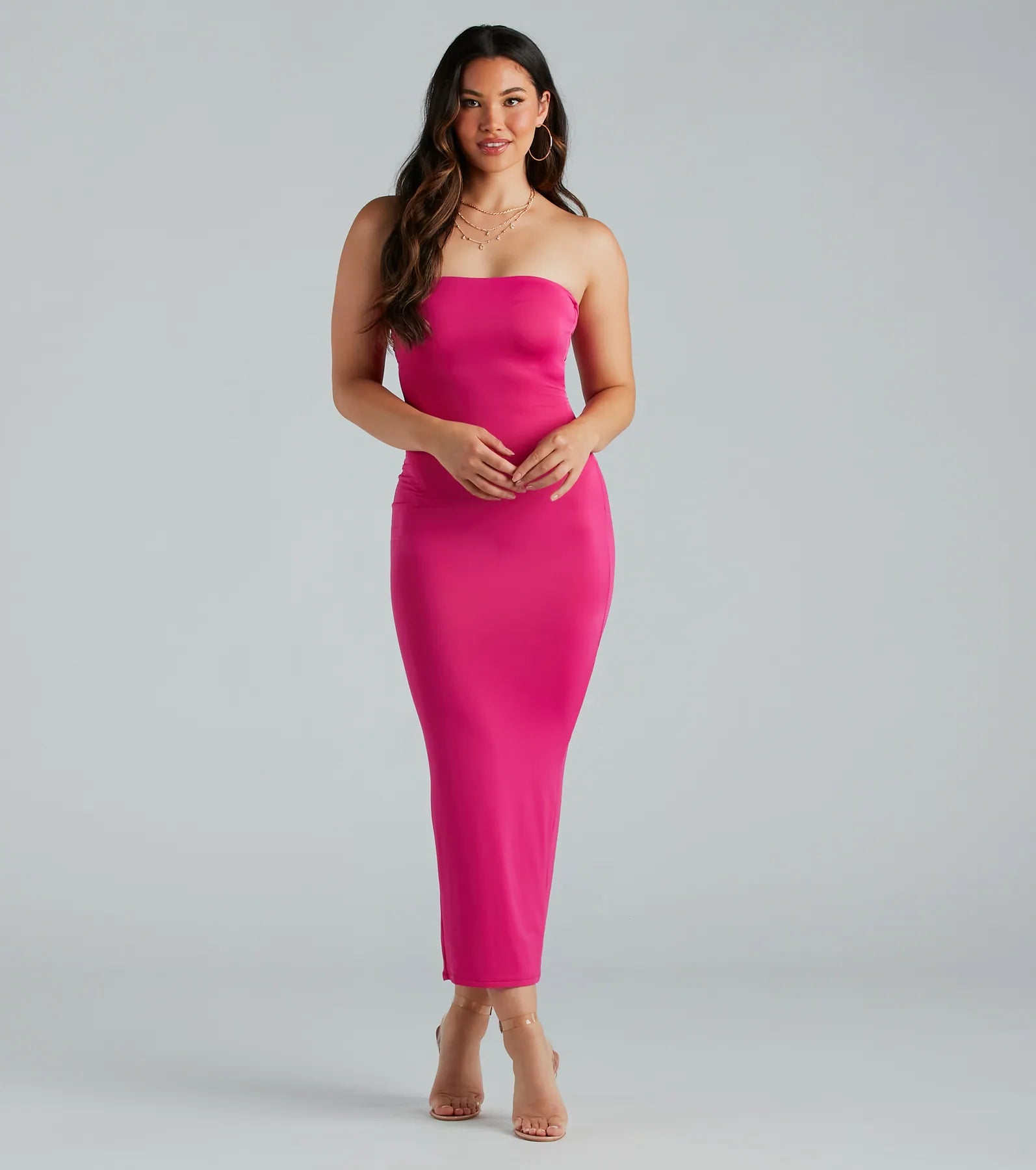 Casually Chic Smooth Knit Fitted Maxi Dress