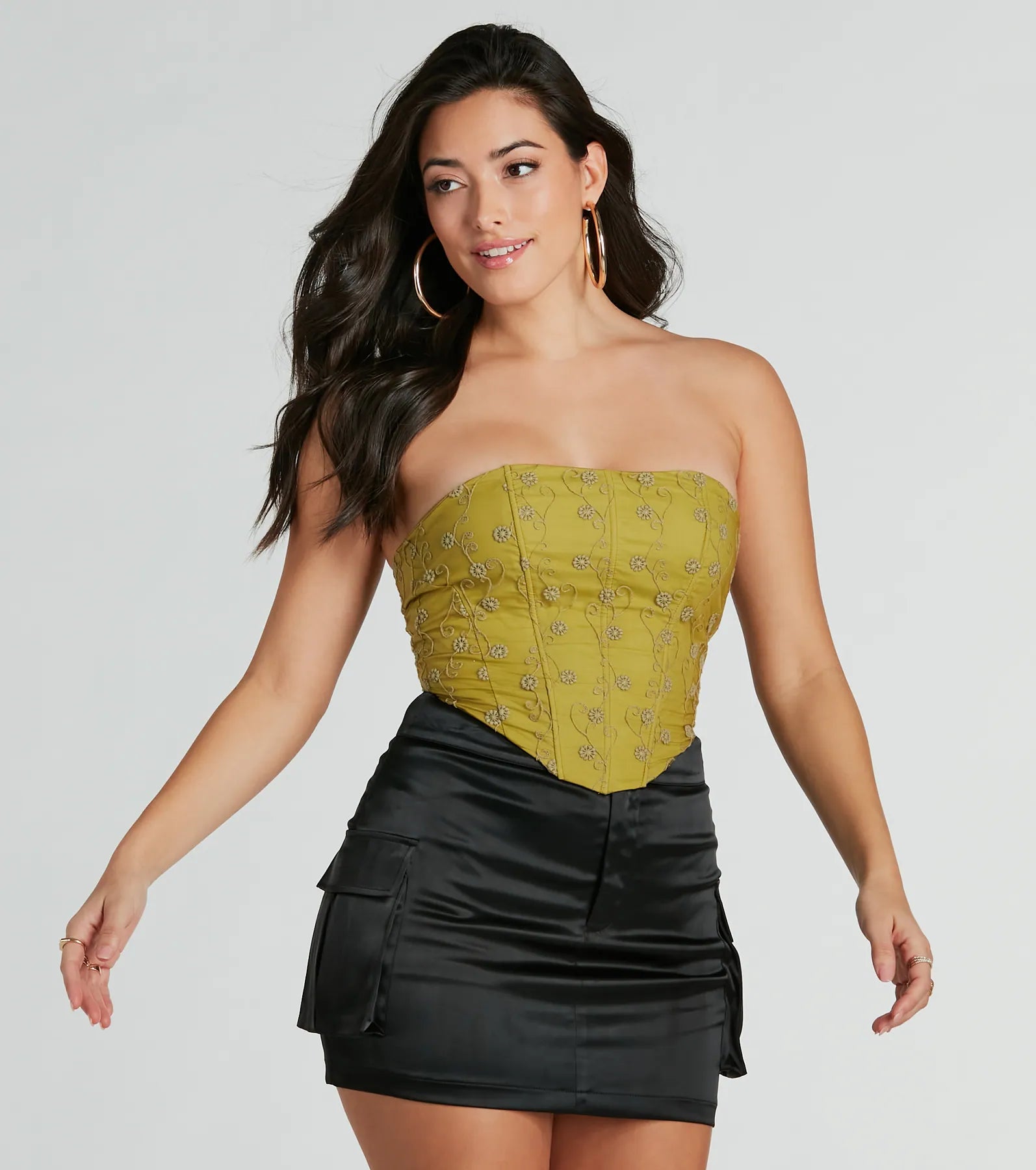 Dainty And Divine Floral Embroidered Corset Top