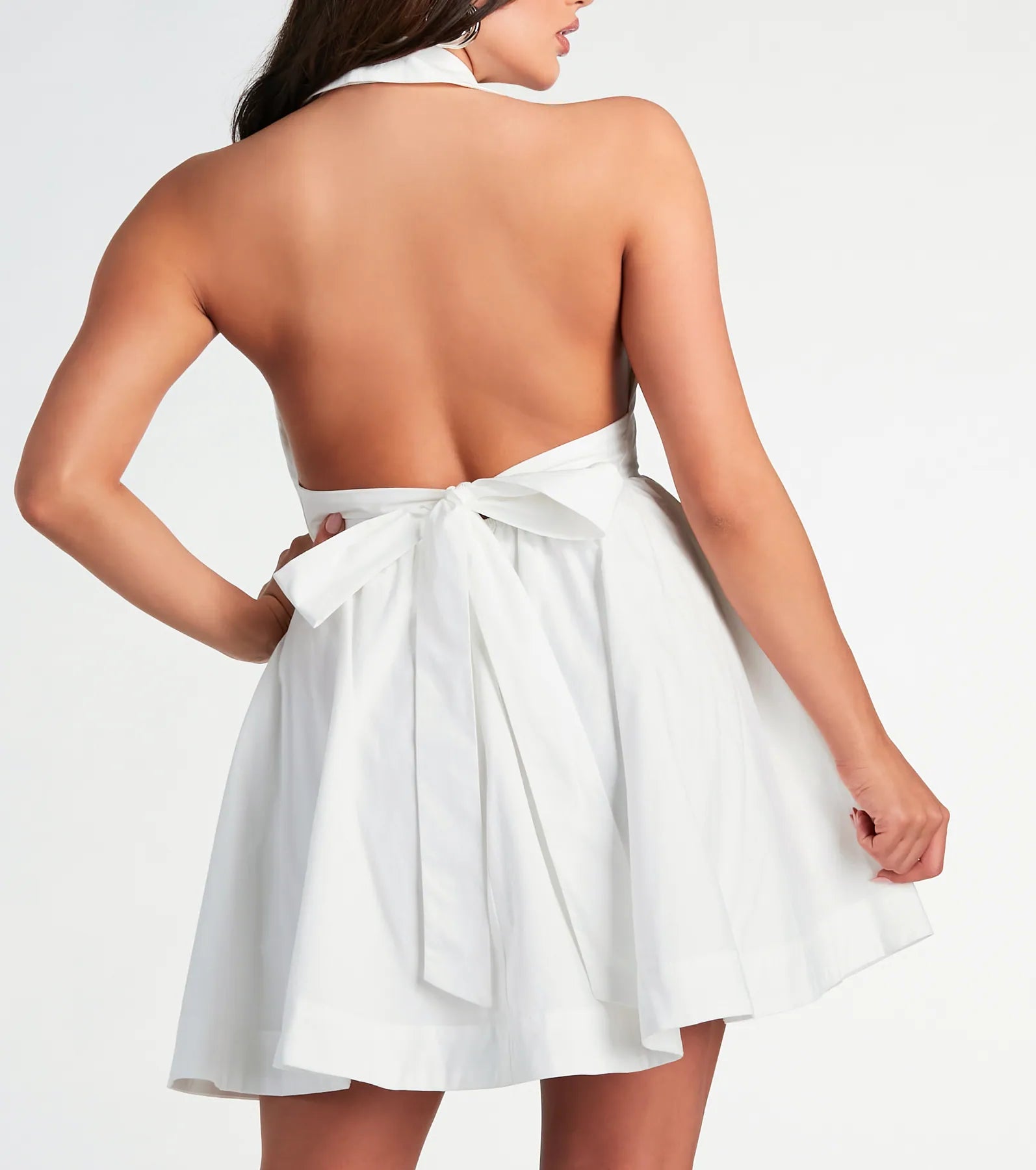 Sunny Afternoons Collar Open Back Skater Dress