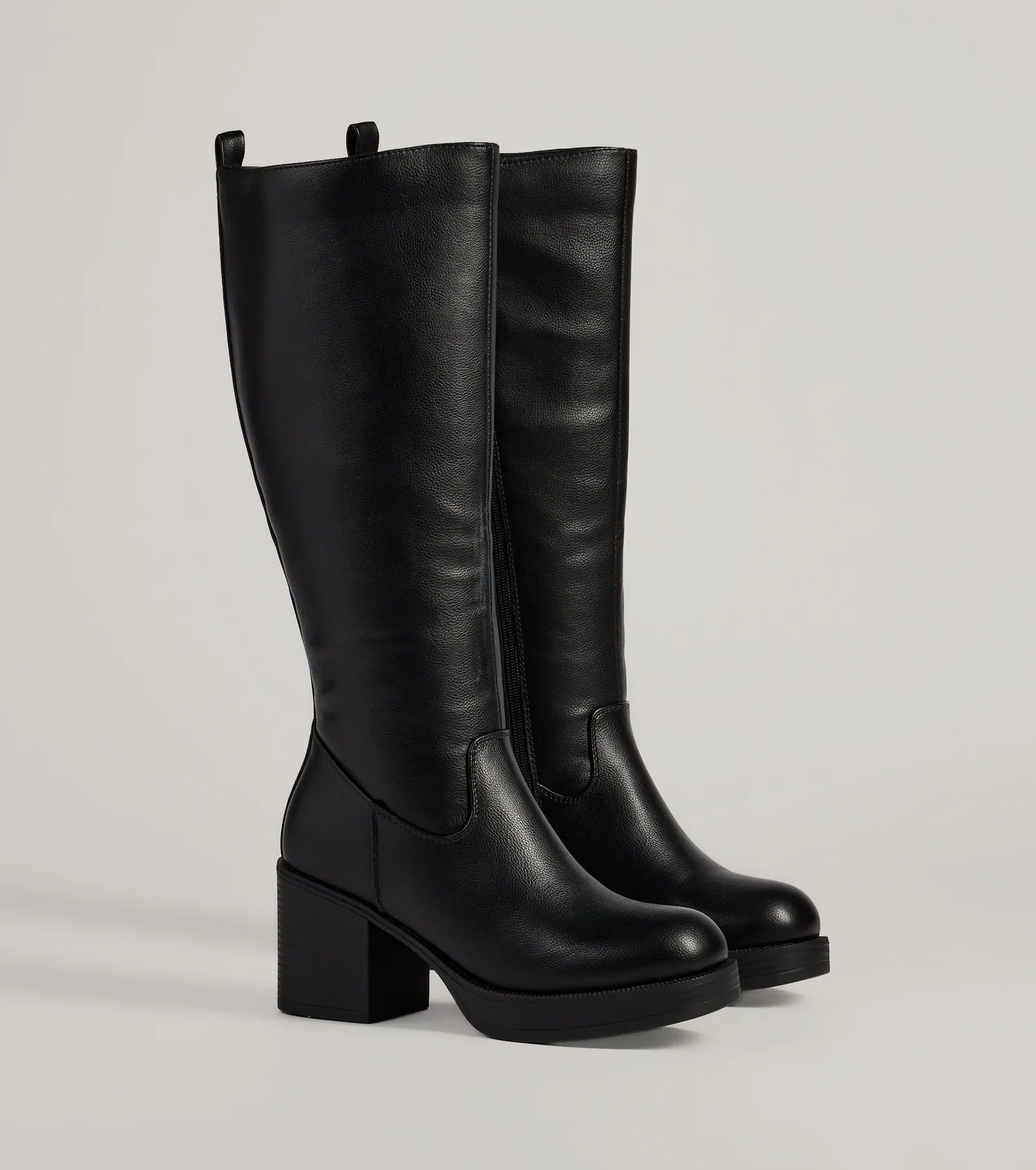 Edgy Chic Under-The-Knee Moto Platform Boots