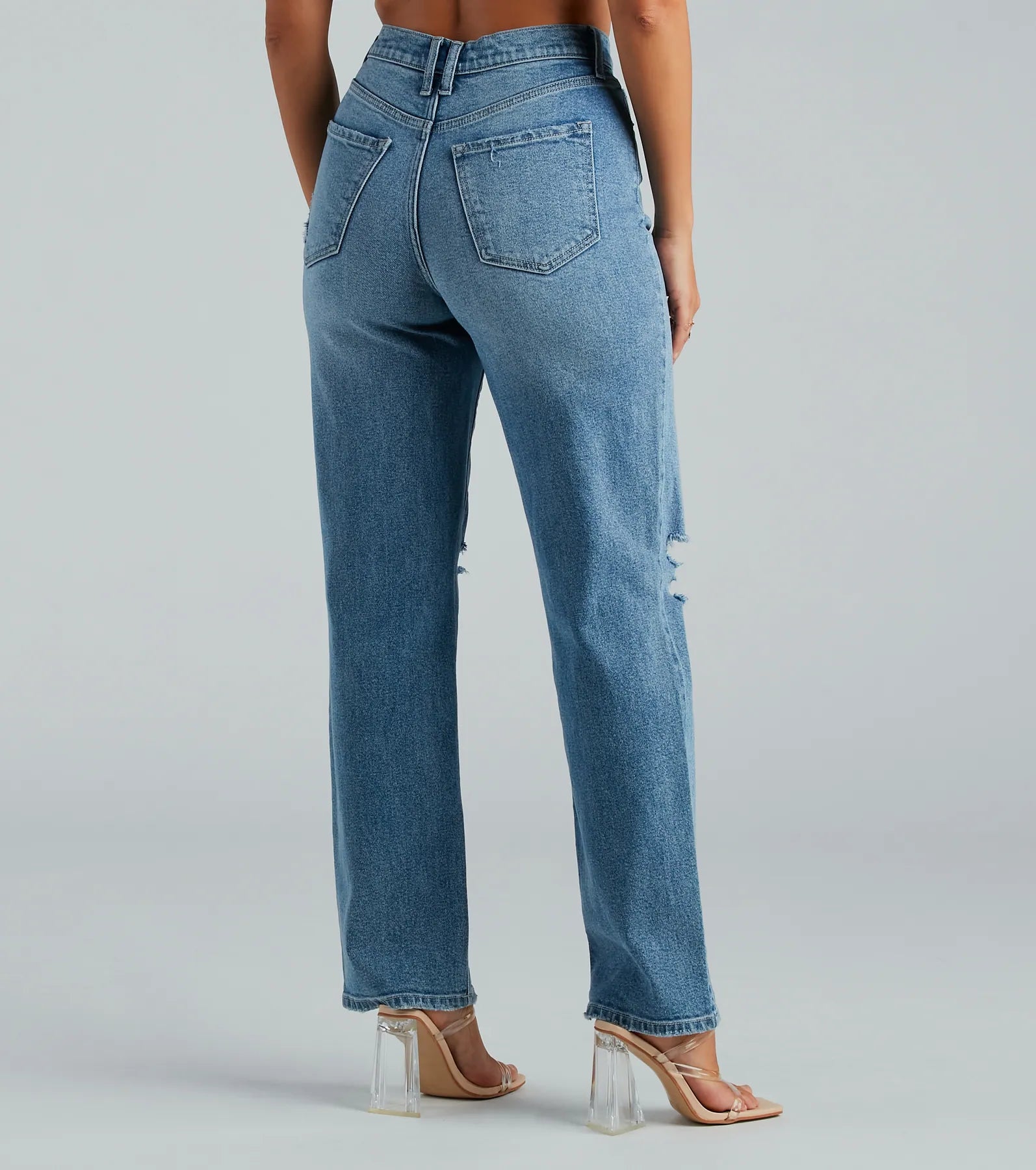 Perfect Pair High-Rise Destructed Straight-Leg Jeans