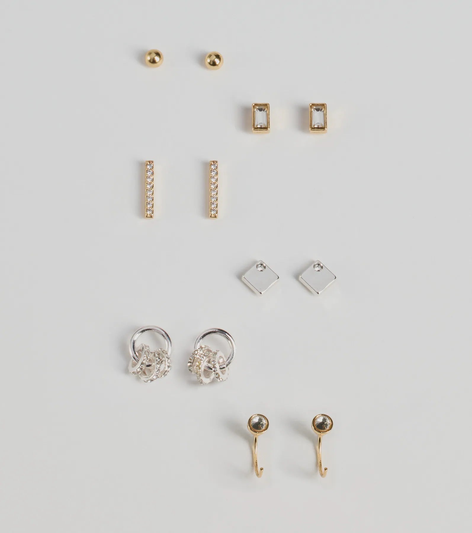 Glam Variety Six-Pack Stud Earrings Set