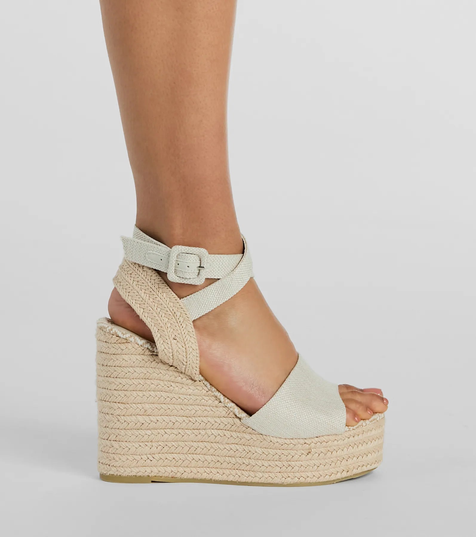 Summer Staple Linen Strap Espadrille Wedges