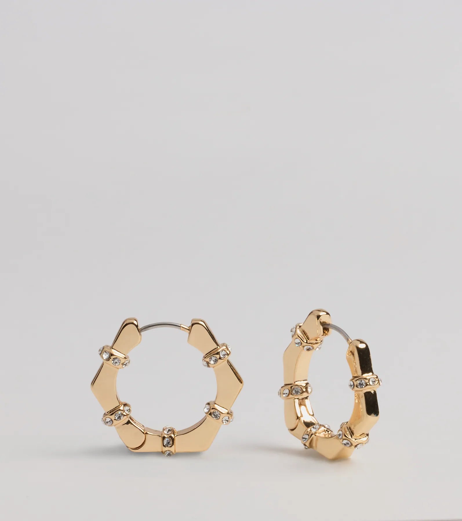 Glam Edge Rhinestone Trim Hoop Earrings