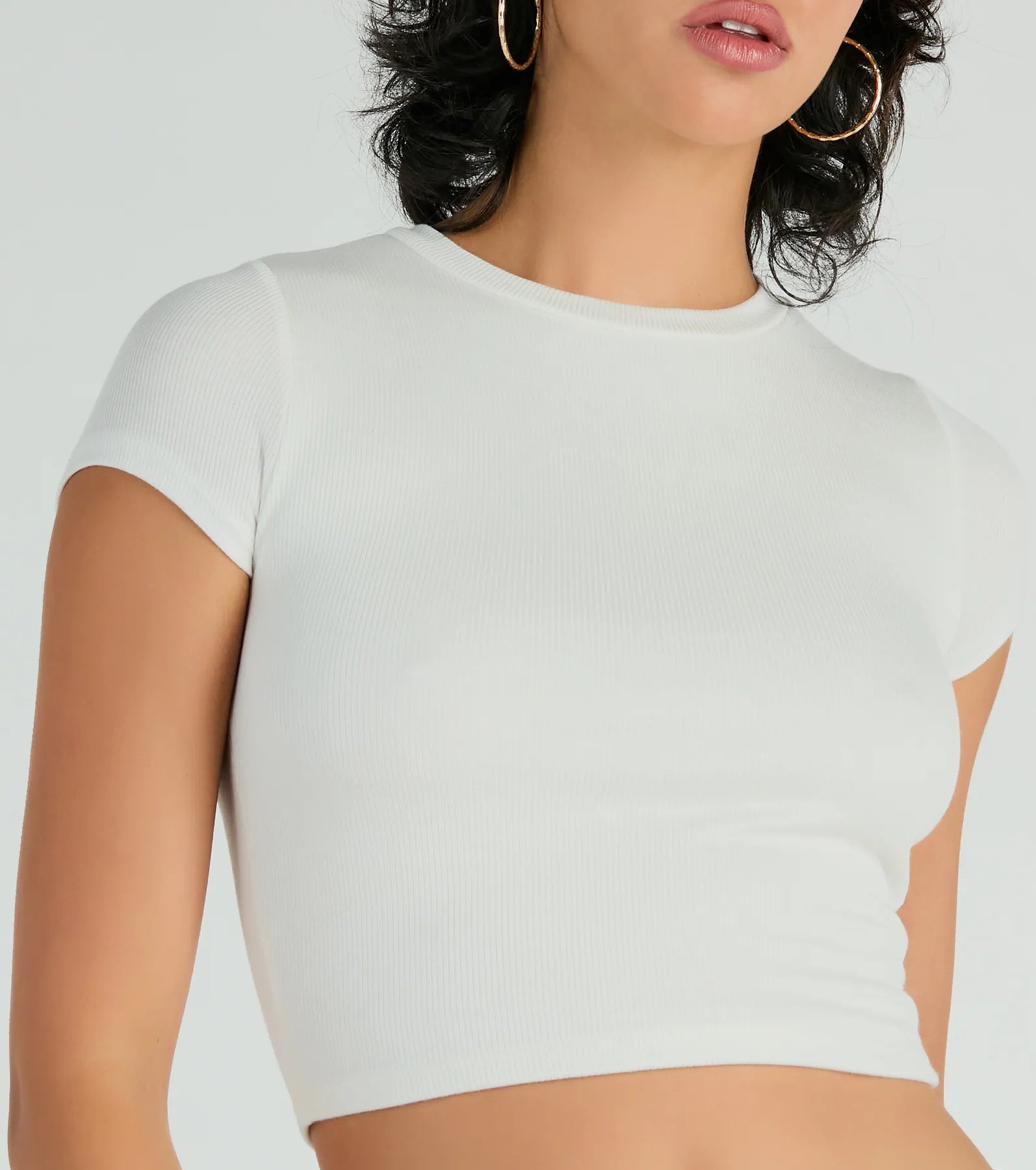 Effortless Style Short Sleeve Ribbed Knit Crop Top